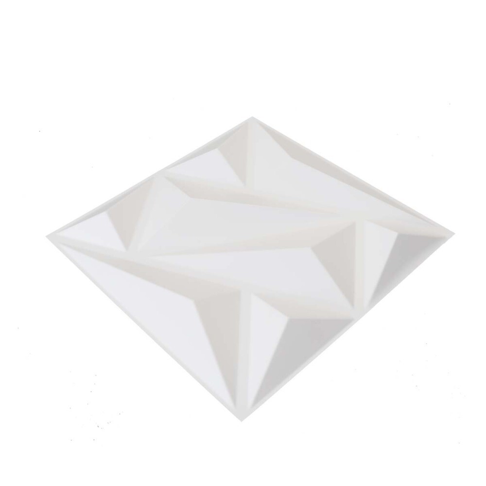 PVC Wall Panels 3D Diamond Design 12 Tiles White Decorative Plants Waterproof