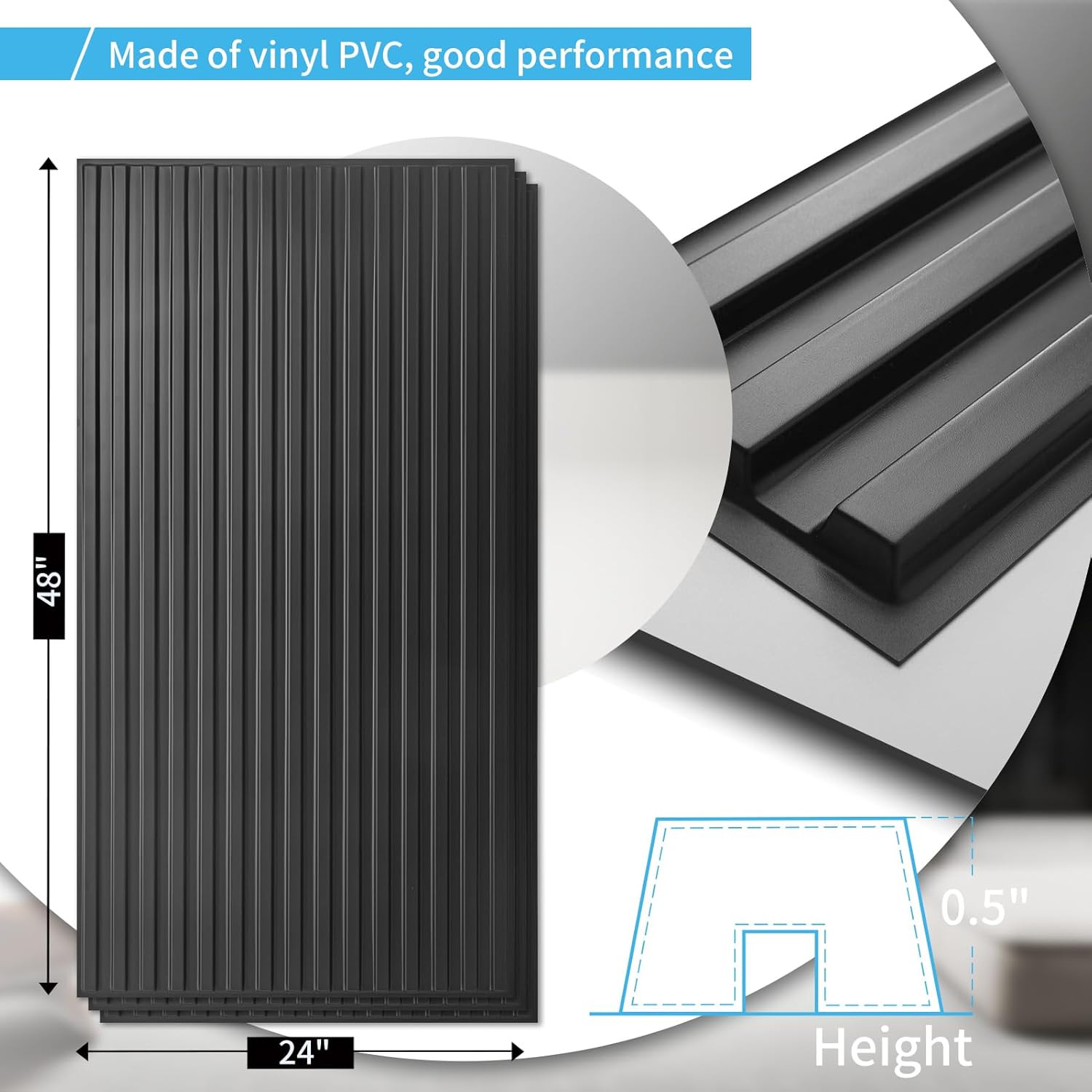 Art3D 6-Pack Slat Design 3D Wall Panels for Interior Wall Decor, 2X4 FT PVC Deco