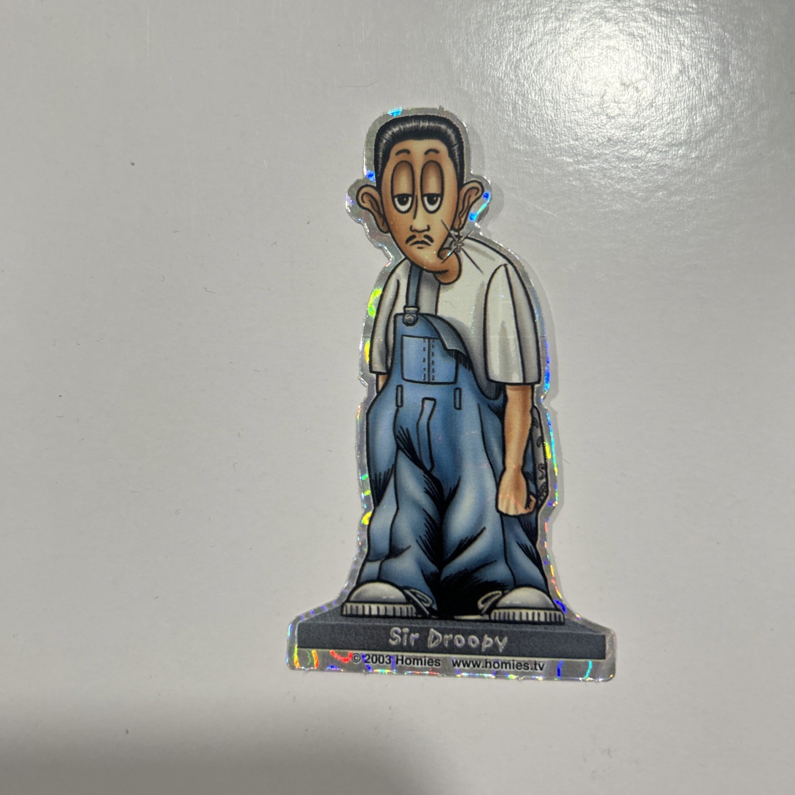 Homies Sir Droopy Holographic Die-Cut Vinyl Sticker, Checkered Pattern, 2003