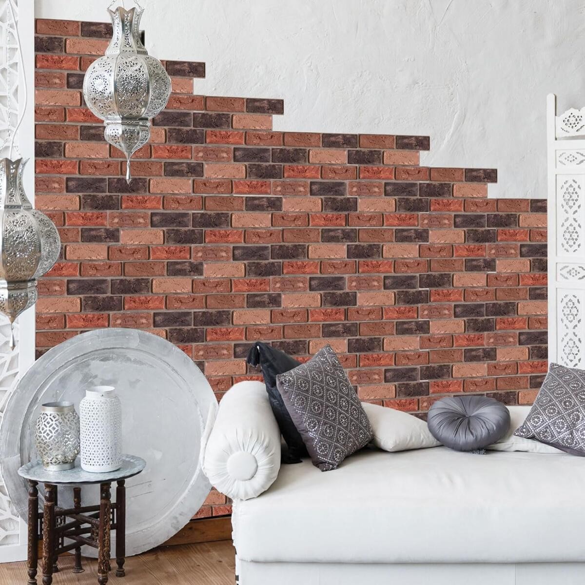 10Pack 3D Wall Panels Brown Grey Stick Brick Wallpaper Peel and Stick Faux Stone