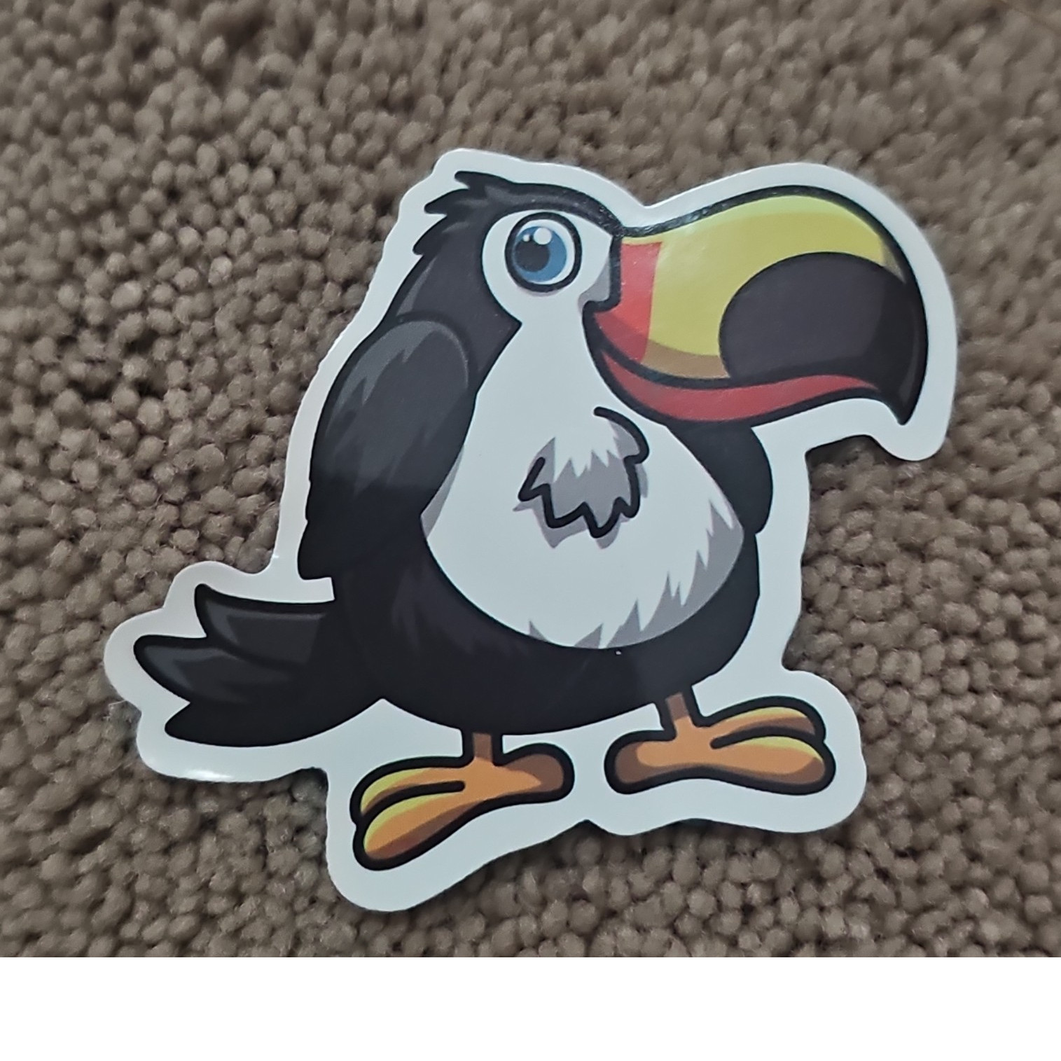 Cartoon Toucan Vinyl Sticker Black White Yellow Orange for Window Door Car Bin