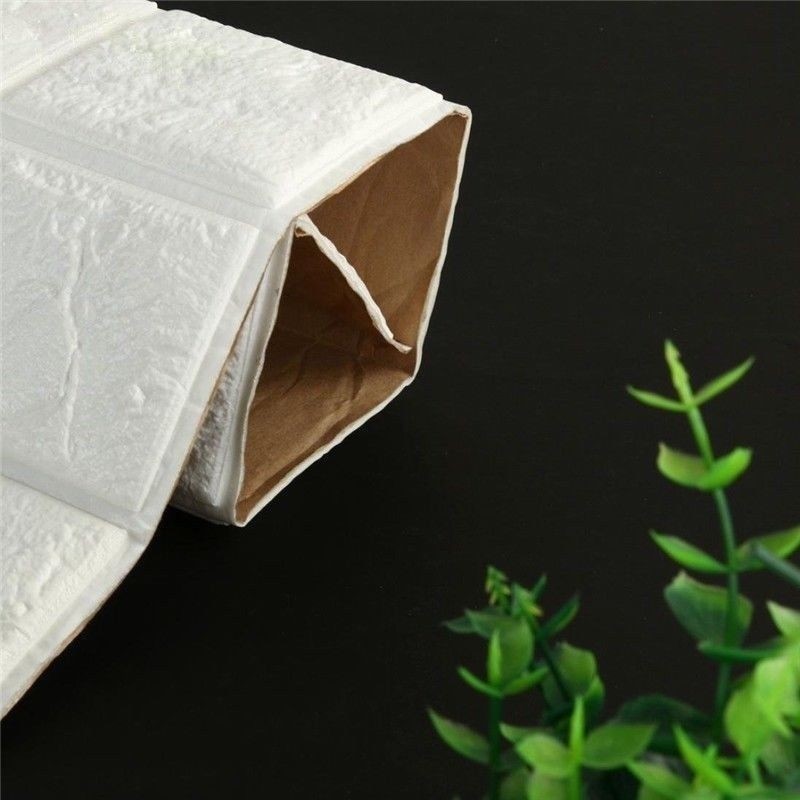 10PCS 70*30cm 3D Wallpaper Stone Brick Wall Sticker Panel Foam Wall White Decors