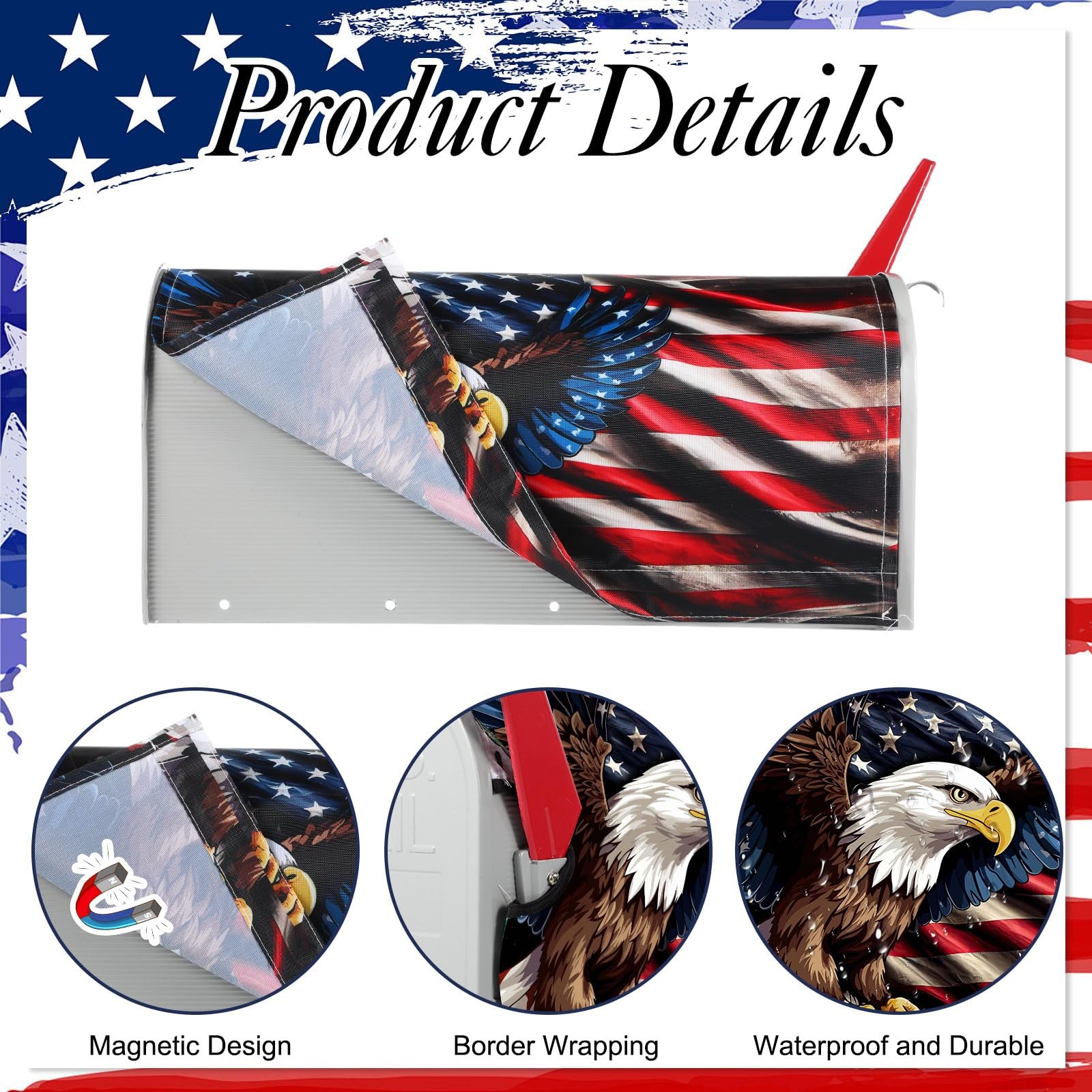 Tiamon 4th of July Mailbox Covers Magnetic Standard Size 18 x 21 Inch Mixed