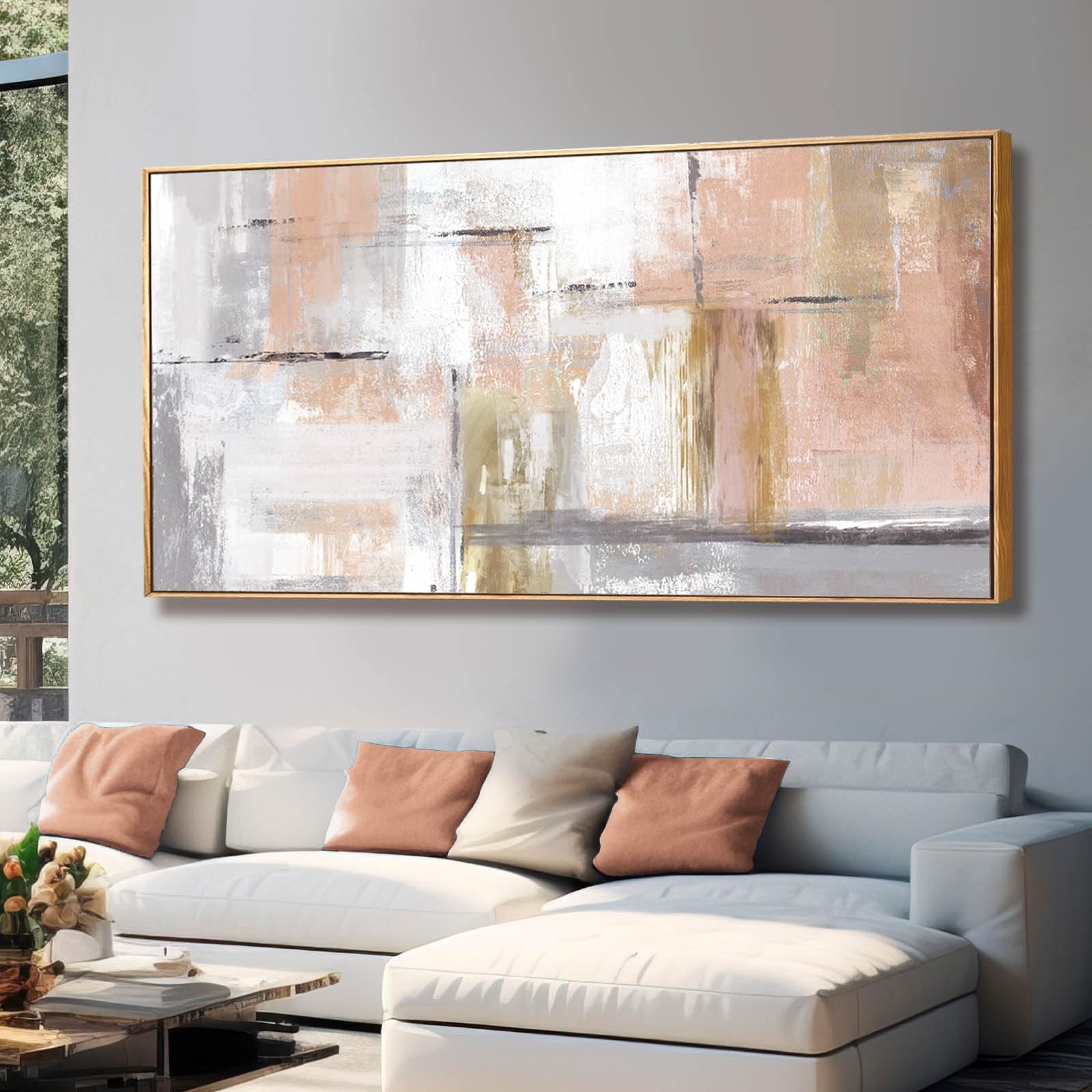 Kureful Large Painting Gold Abstract Wall Art for Living Room Bedroom Office …