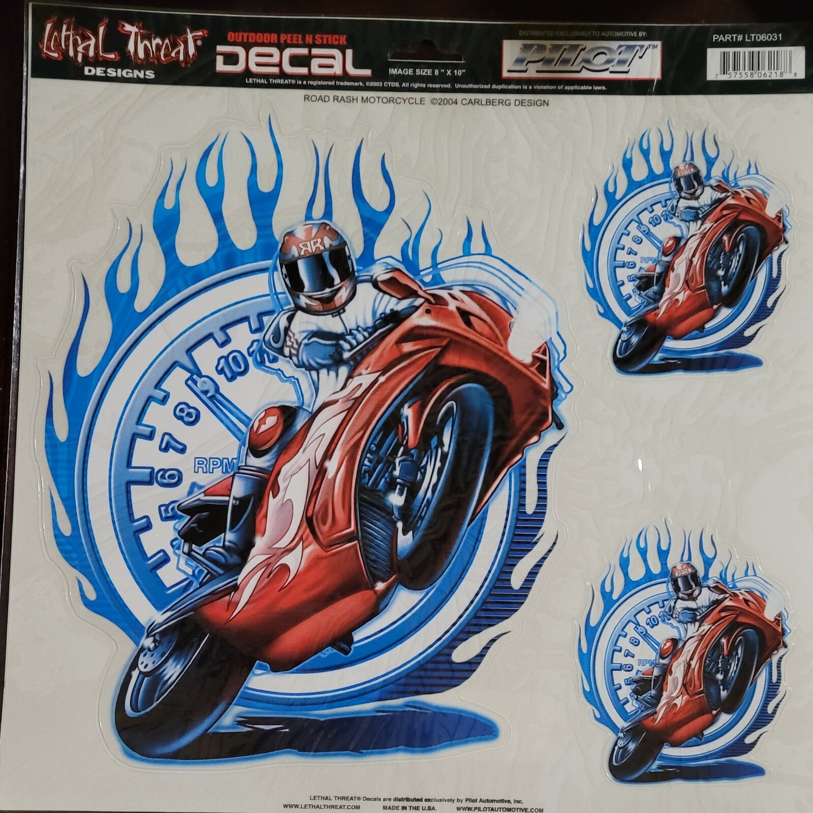 NEW LETHAL THREAT ROAD RASH SPORTBIKE MOTORCYLCE DECAL STICKER 12″x11″ LT06031