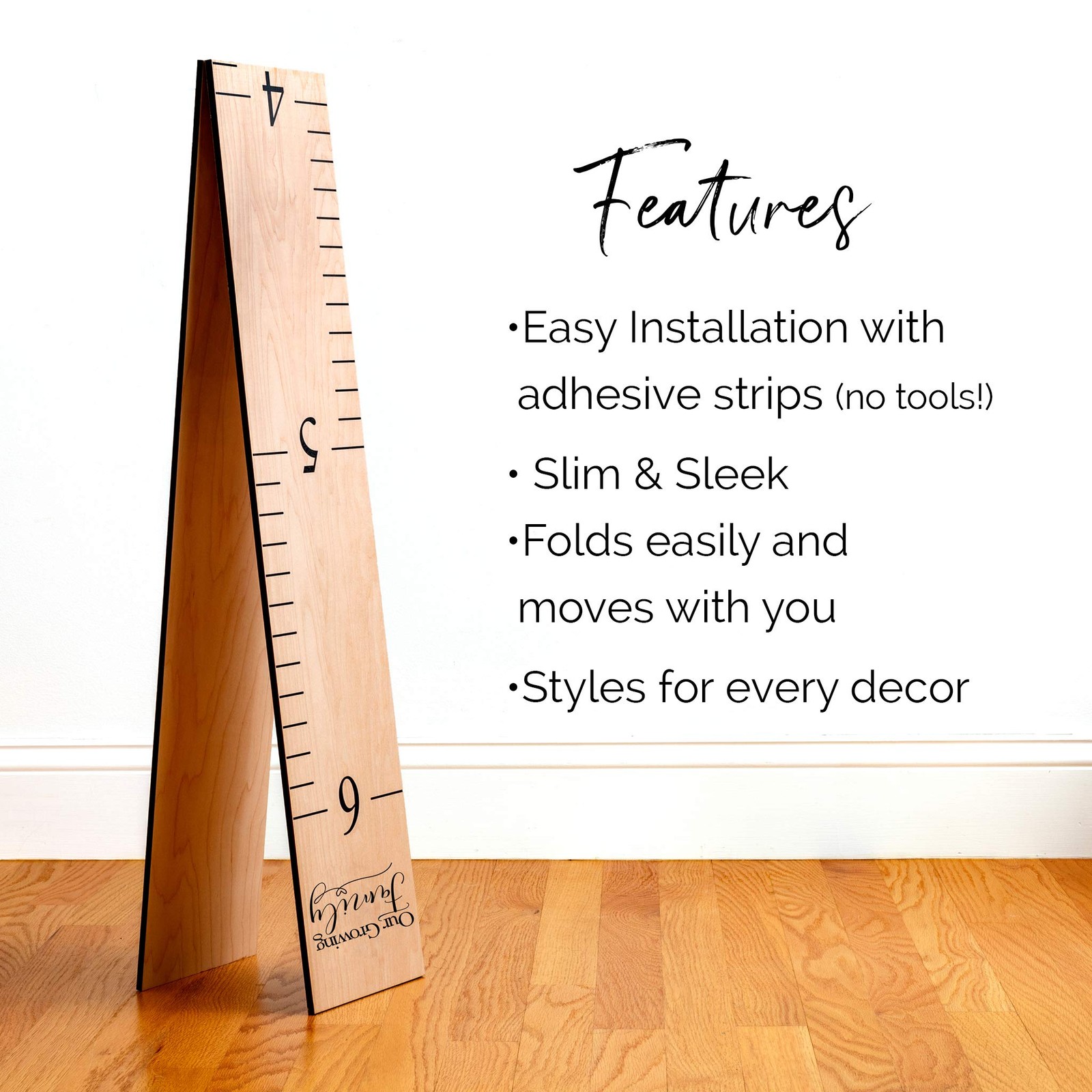 Headwaters Studio Wooden Growth Chart – Kids Height Growing Family Natural