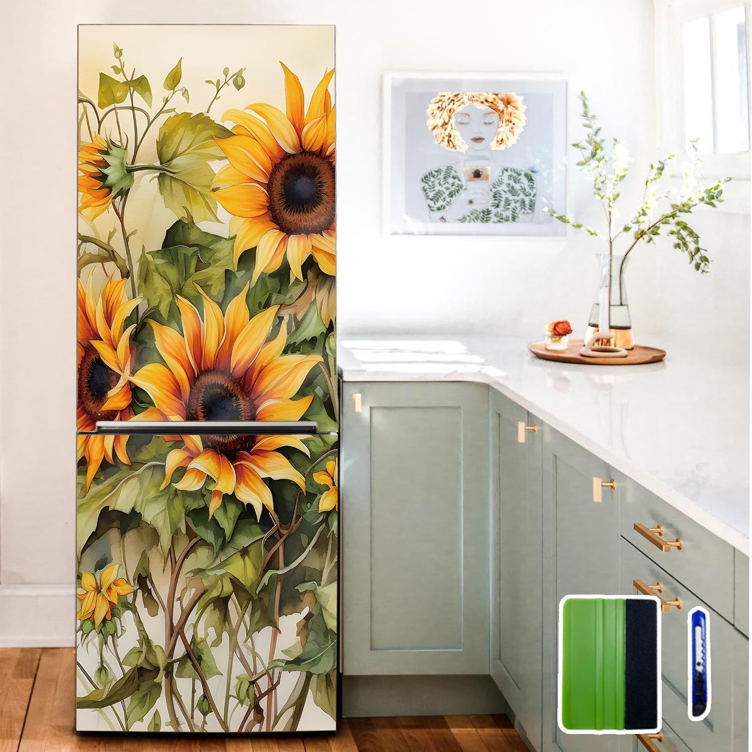 funlife Vintage Self-Adhesive Fridge Door Mural with Tools for Kitchen, 11.25…