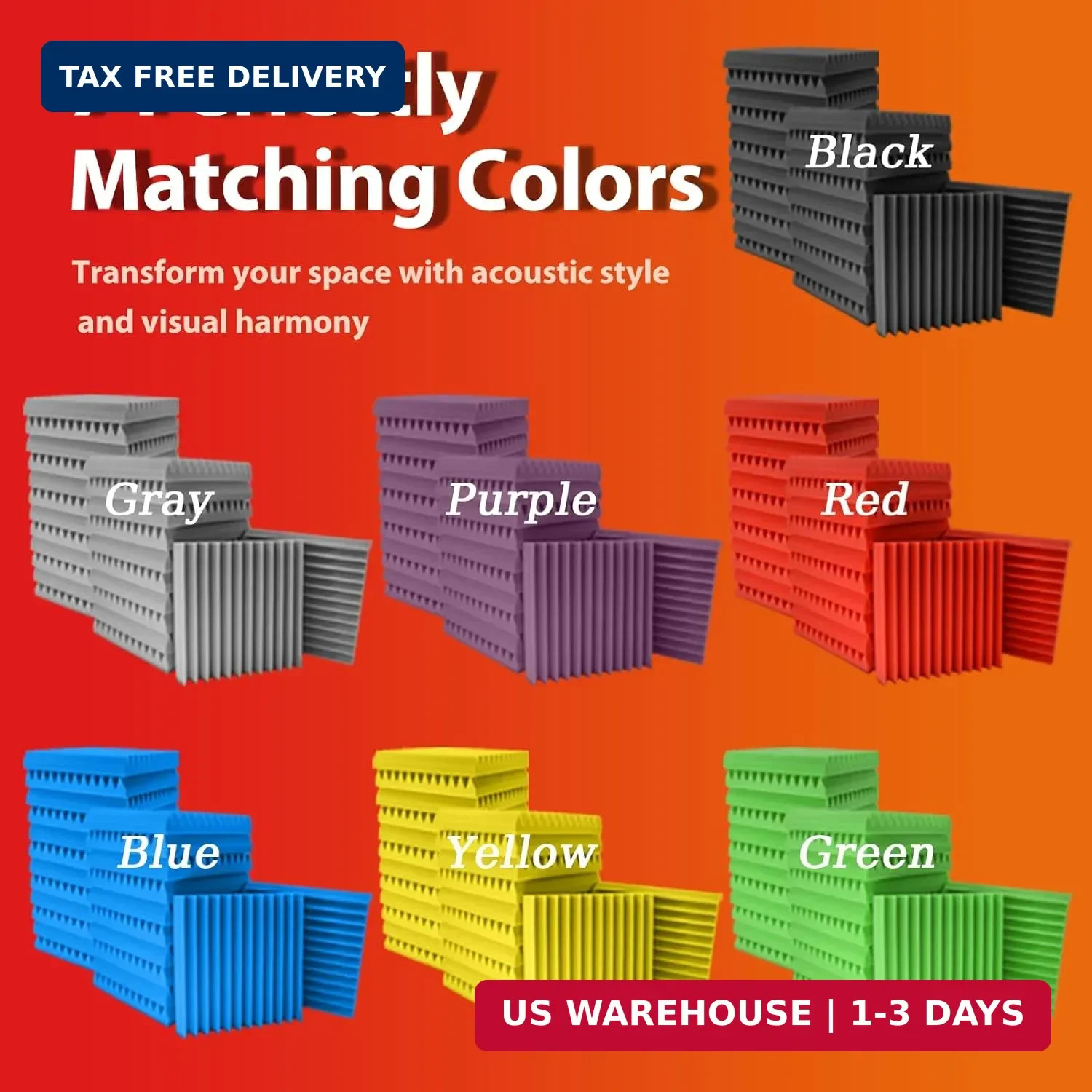 12 Pack Acoustic Panels – Sound Proof Foam Panels for Wall 12″x12″x1″, Flame Ret