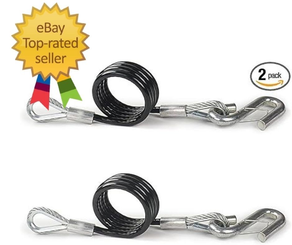 44-1/2” Trailer Coiled Safety Cables,Self 5,000 lbs (7/16 S-snap Hooks)