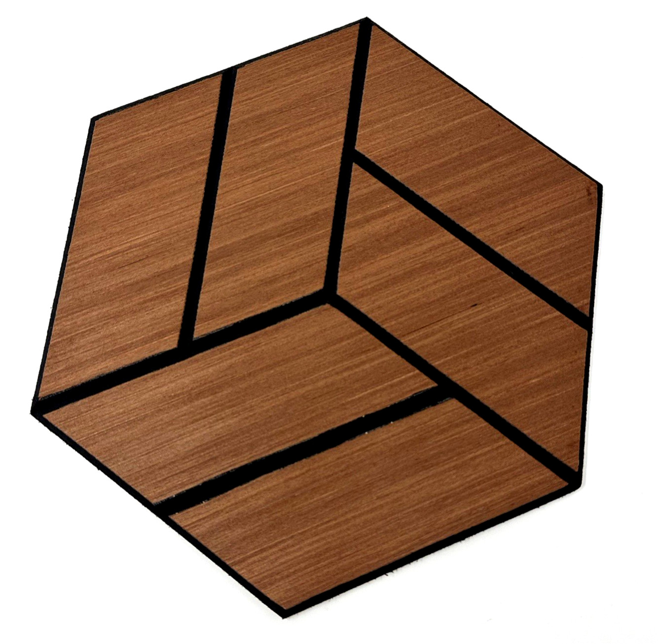 12 Hexagon Acoustic Veneer Wood Wall Panels in Oak Color Adhesive Back New NoBox