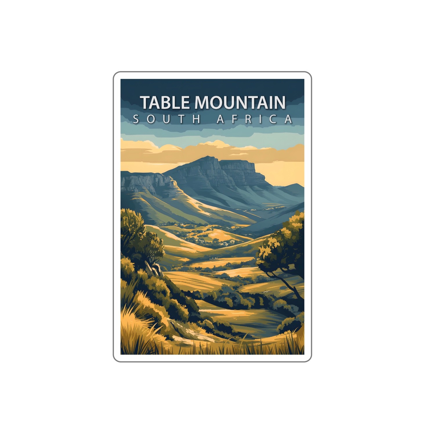 Table Mountain Mountain Cape Town South Africa Travel World Vinyl Decal Sticker