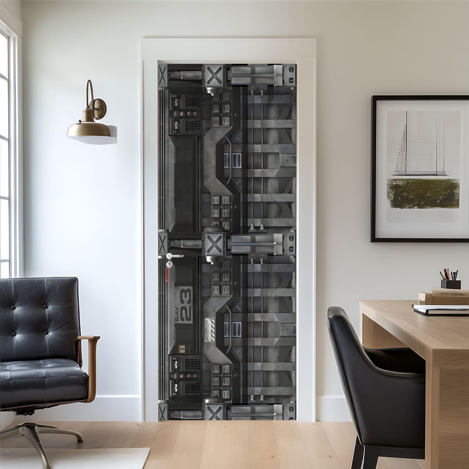 artfanke 3D Space Hangar Bay Door Stickers 30.3″x78.7″ – Peel and Stick Door …