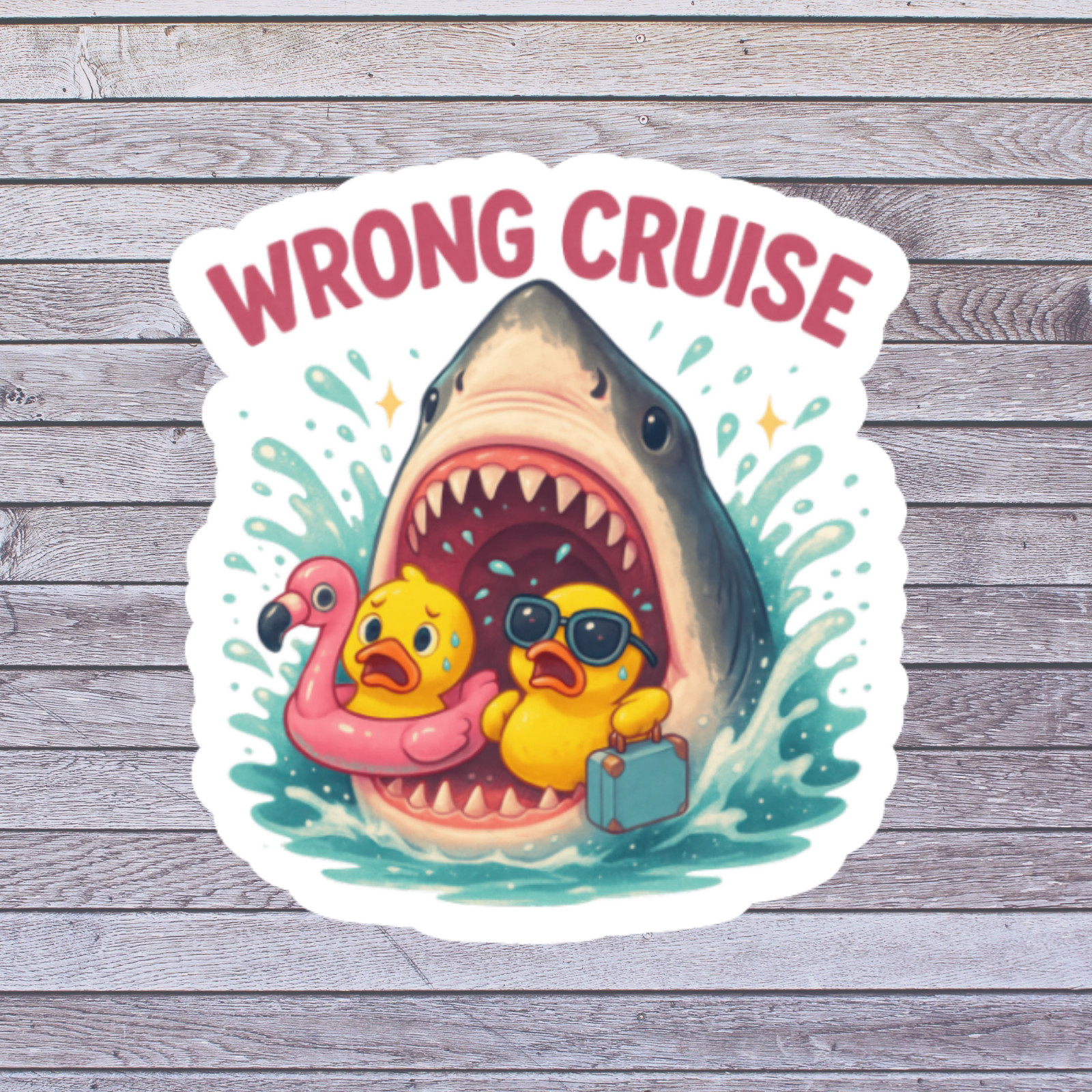 Shark sticker vinyl decal wrong cruise rubber duck flamingo funny ocean