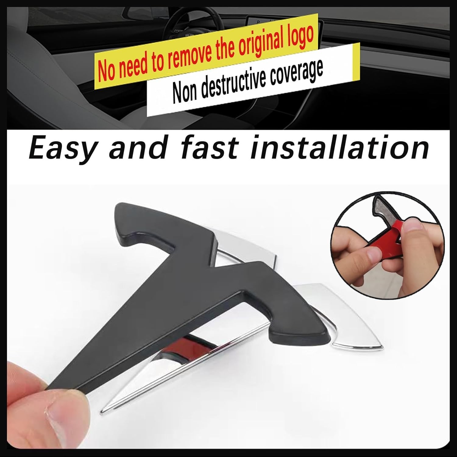 Custom Fit Front Trunk Emblem Cover for Tesla Model 3/Y – Durable ABS Design
