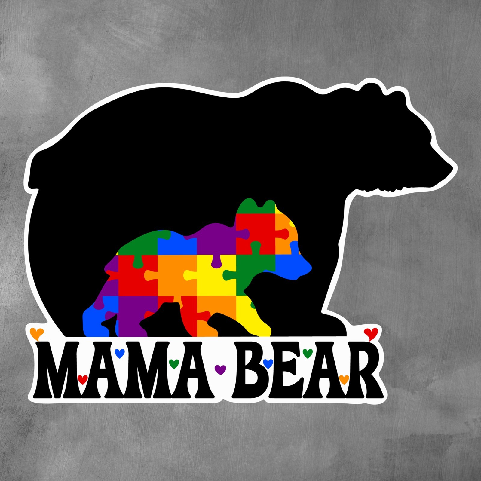 Mama Bear Autism Support – Vinyl Laminated Die Cut Sticker Awareness