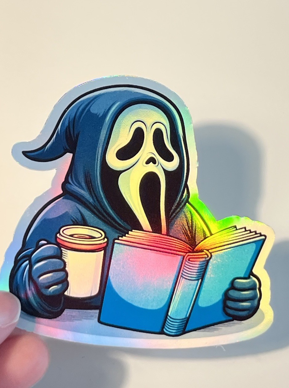 Ghostface Reading Book 3inch Holographic Waterproof sticker