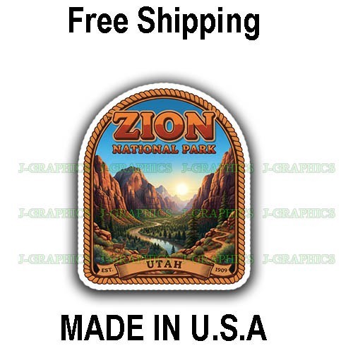 Zion National Park Vintage Style Travel Decal, Vinyl Sticker D