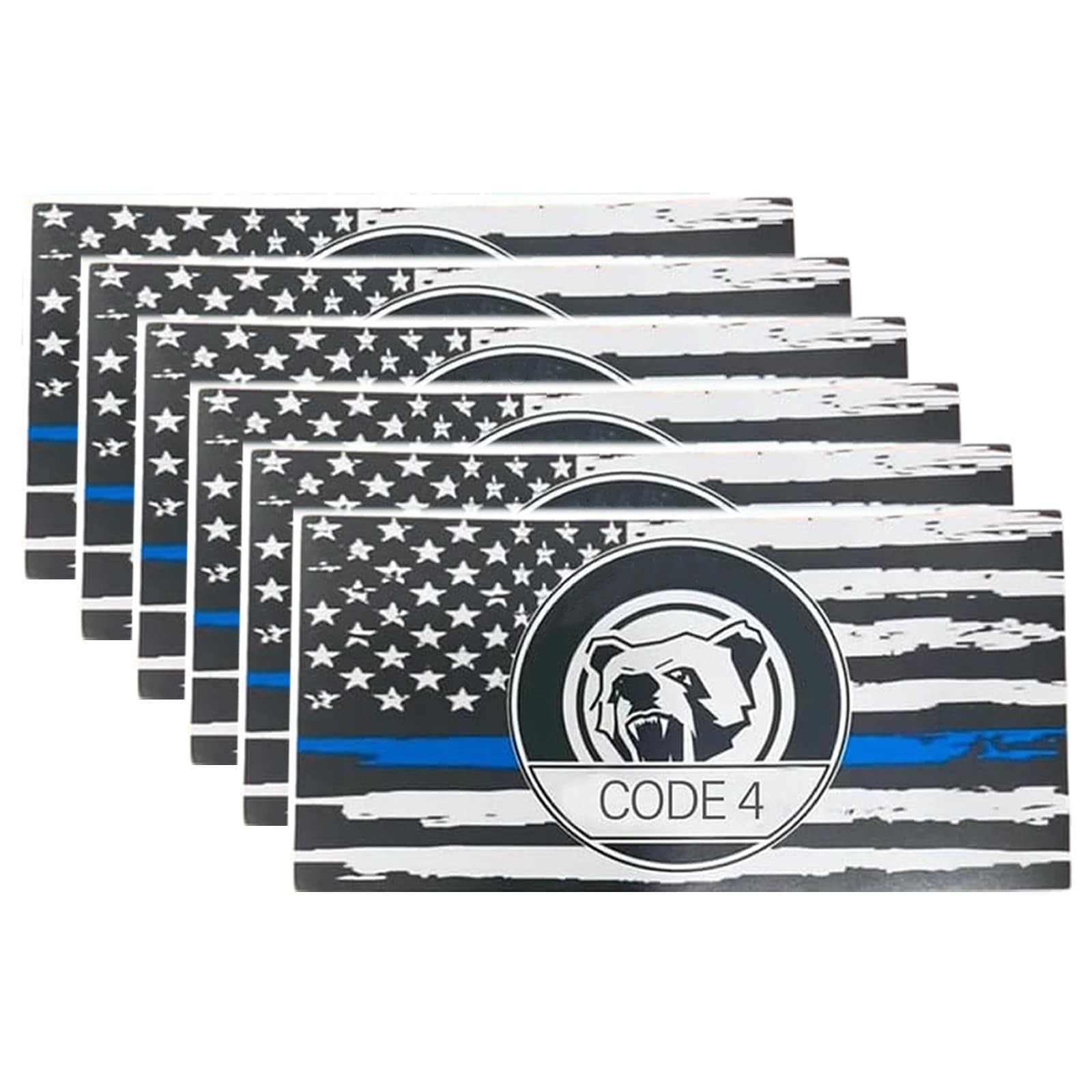 6pcs Thin Blue line Flag Code 4 Car Sticker Decal, Police Support American Fl…