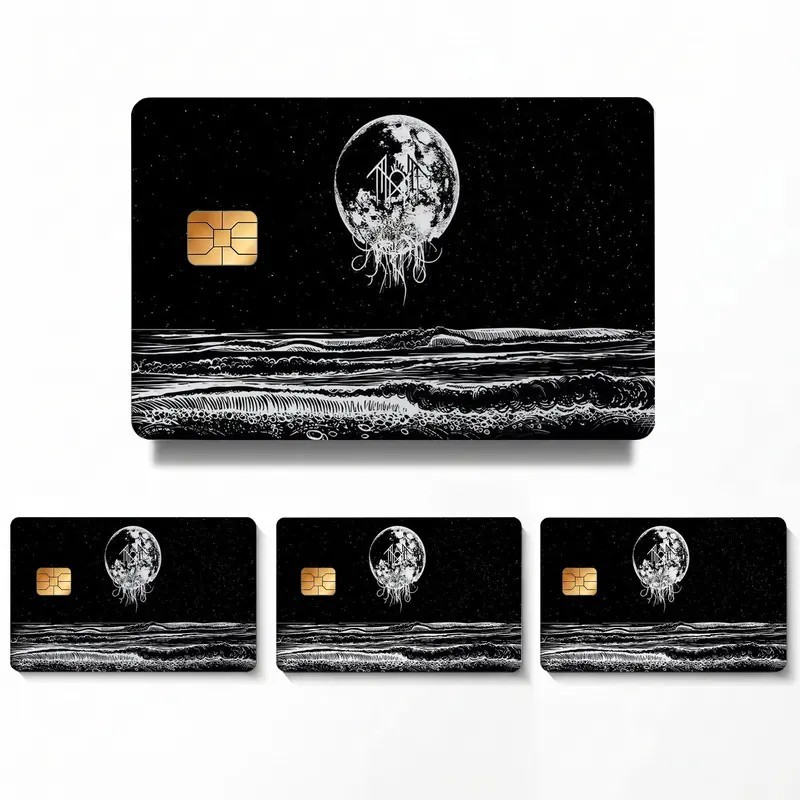 Sleep Token Moon Ocean Card Skin Black White Celestial Alt Fan Credit Card Cover