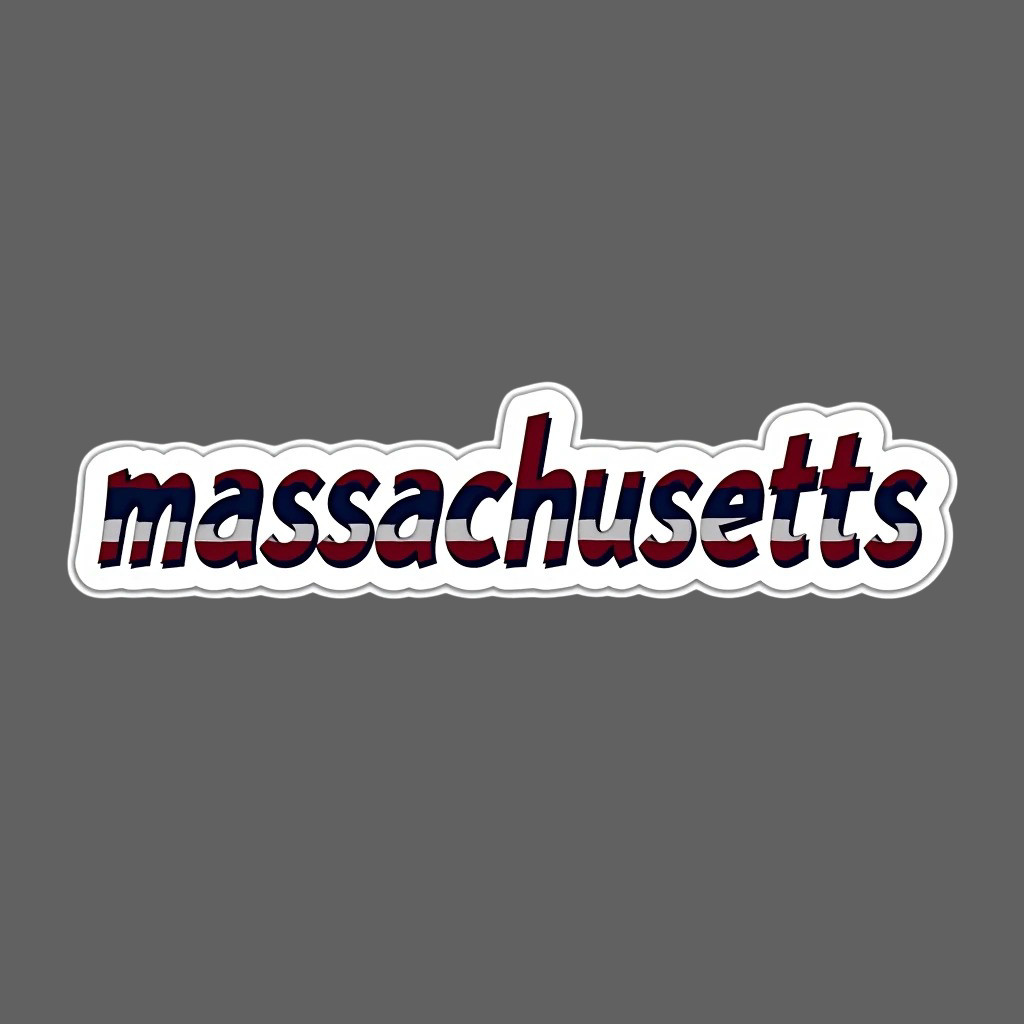 Massachusetts Sticker Vinyl Decal Patriotic State Name Typography Travel