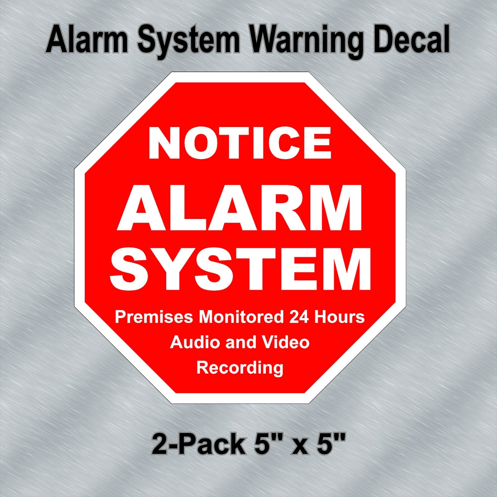 2-Pack Alarm System Warning Decals 5″x5″ Red High Quality Laminated Window Stick