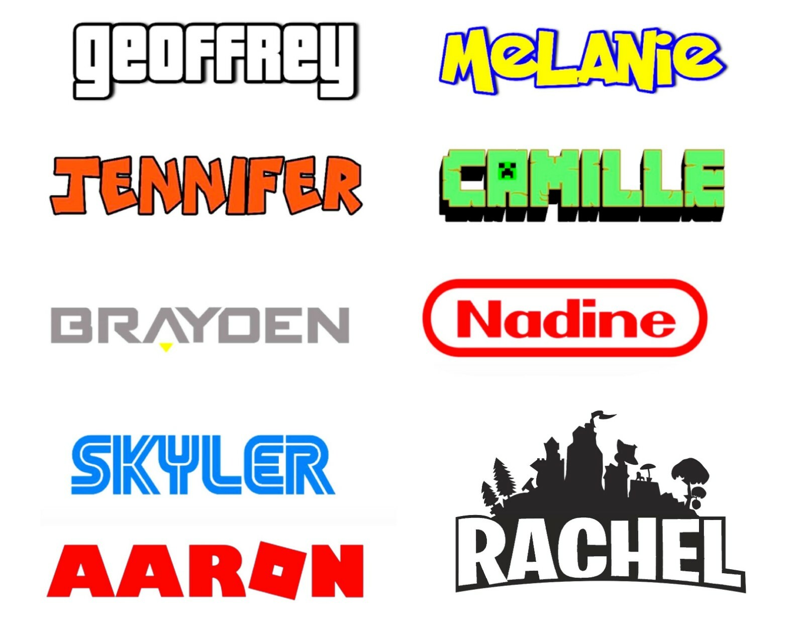 VIDEO GAME PERSONALIZED NAME ON VINYL DECAL STICKER CHOOSE SIZE, FONT AND COLOR