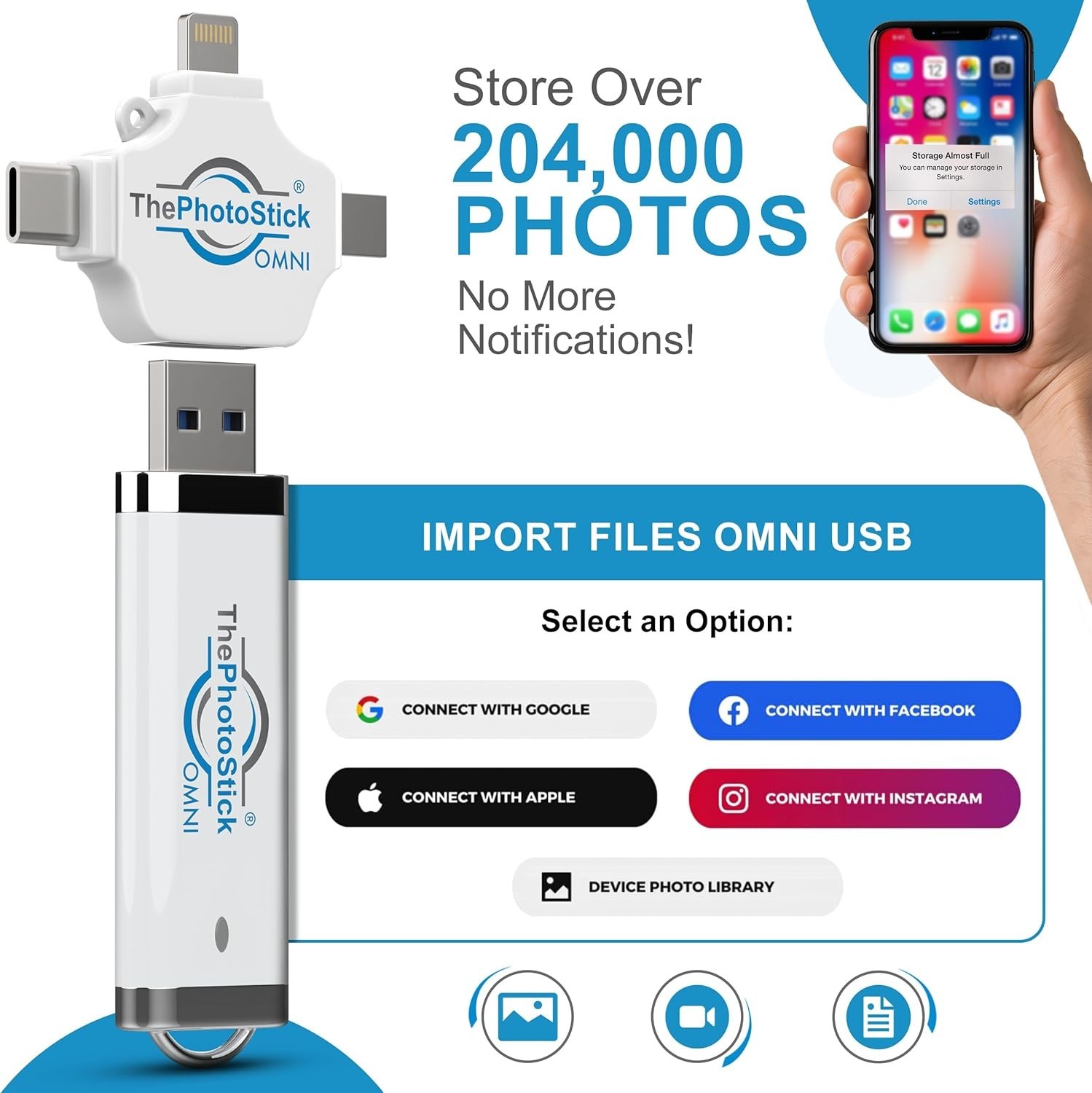 Omni 32GB Memory Stick & USB Flash Drive – Photo & Video Backup f