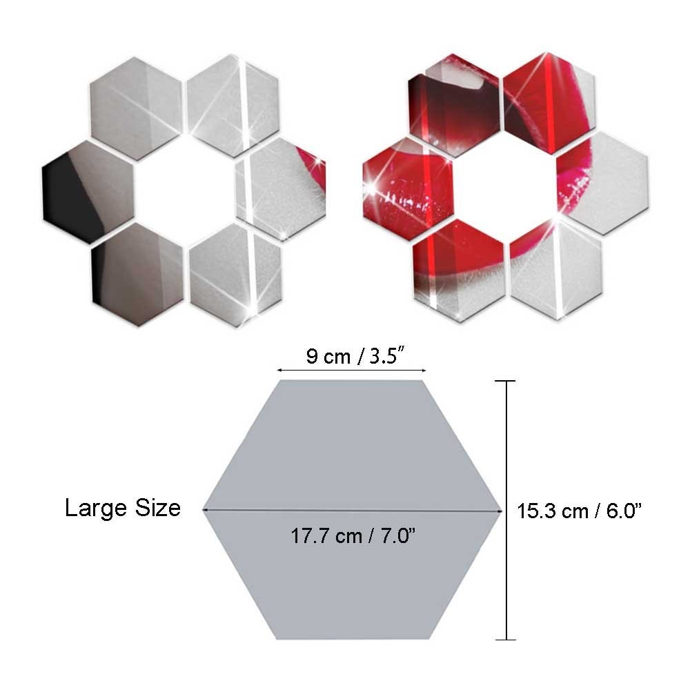 Hexagon Wall Decals, 12 PCS Large Removable Acrylic Mirror Wall Stickers for …