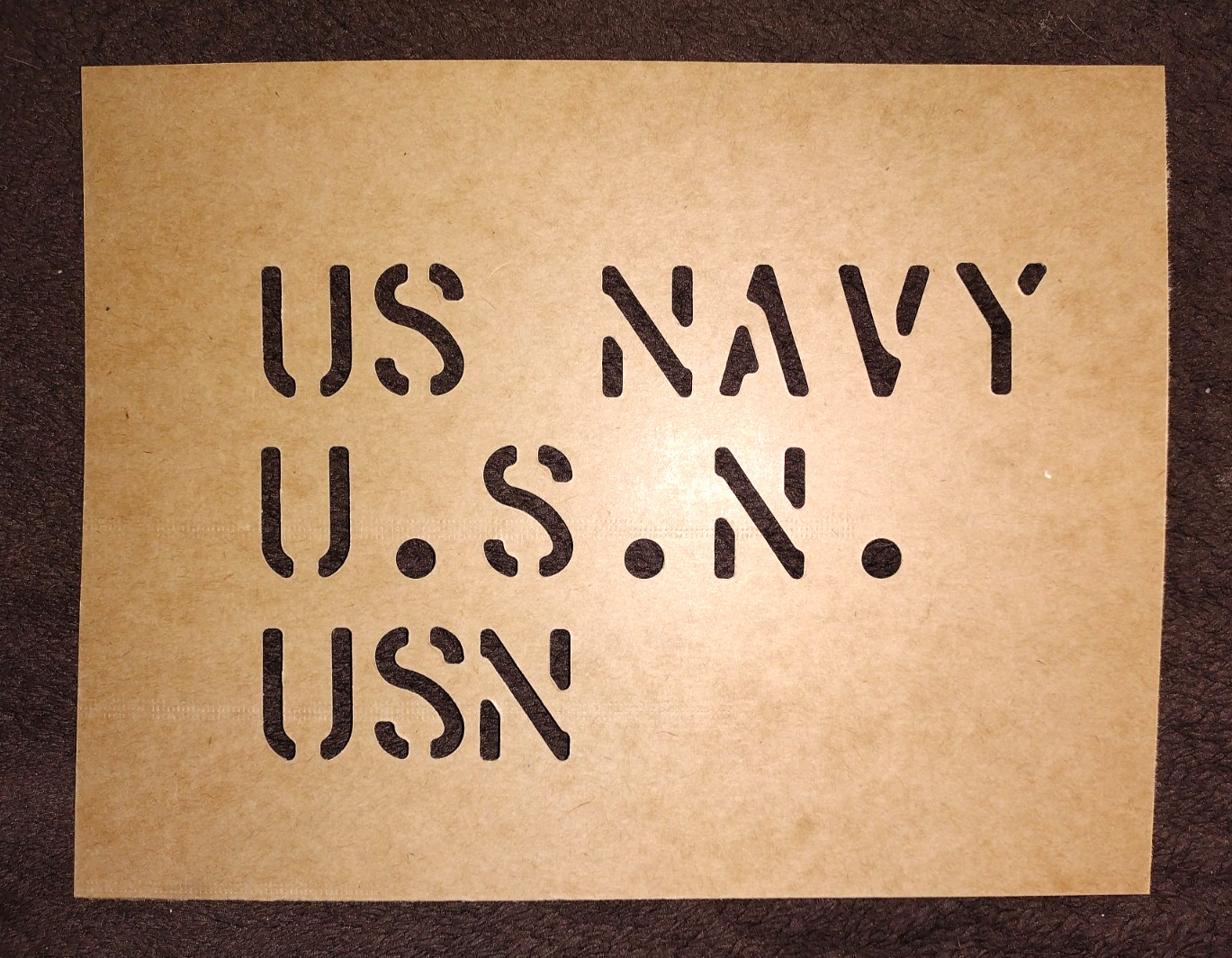 US NAVY – U.S.N. – USN – in 1″ letters MARSH US Military Oil board Stencil paper