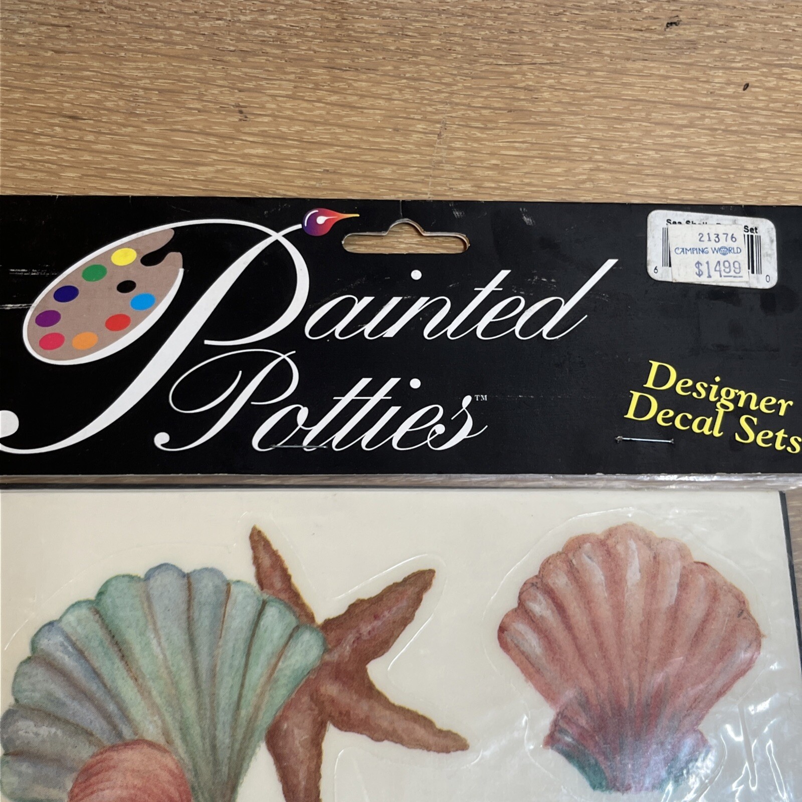 VTG Painted Potties Toilet Bowl Decals Novelty Designer Set Seashells Wall Decor
