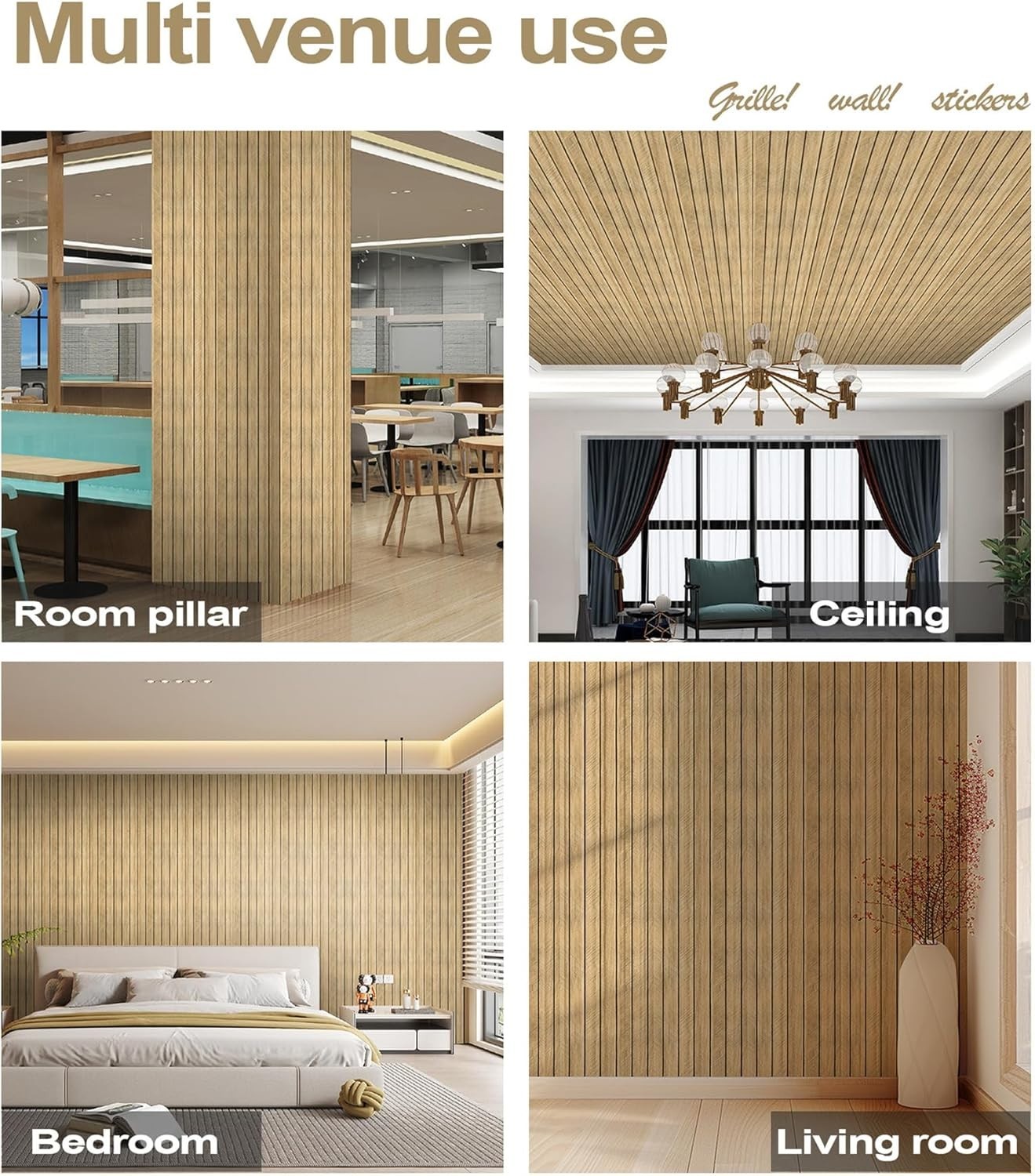 Wood Grain Slat 3D Wall Panel -15.75″x118″Soundproof Self-Adhesive Wall Stick…