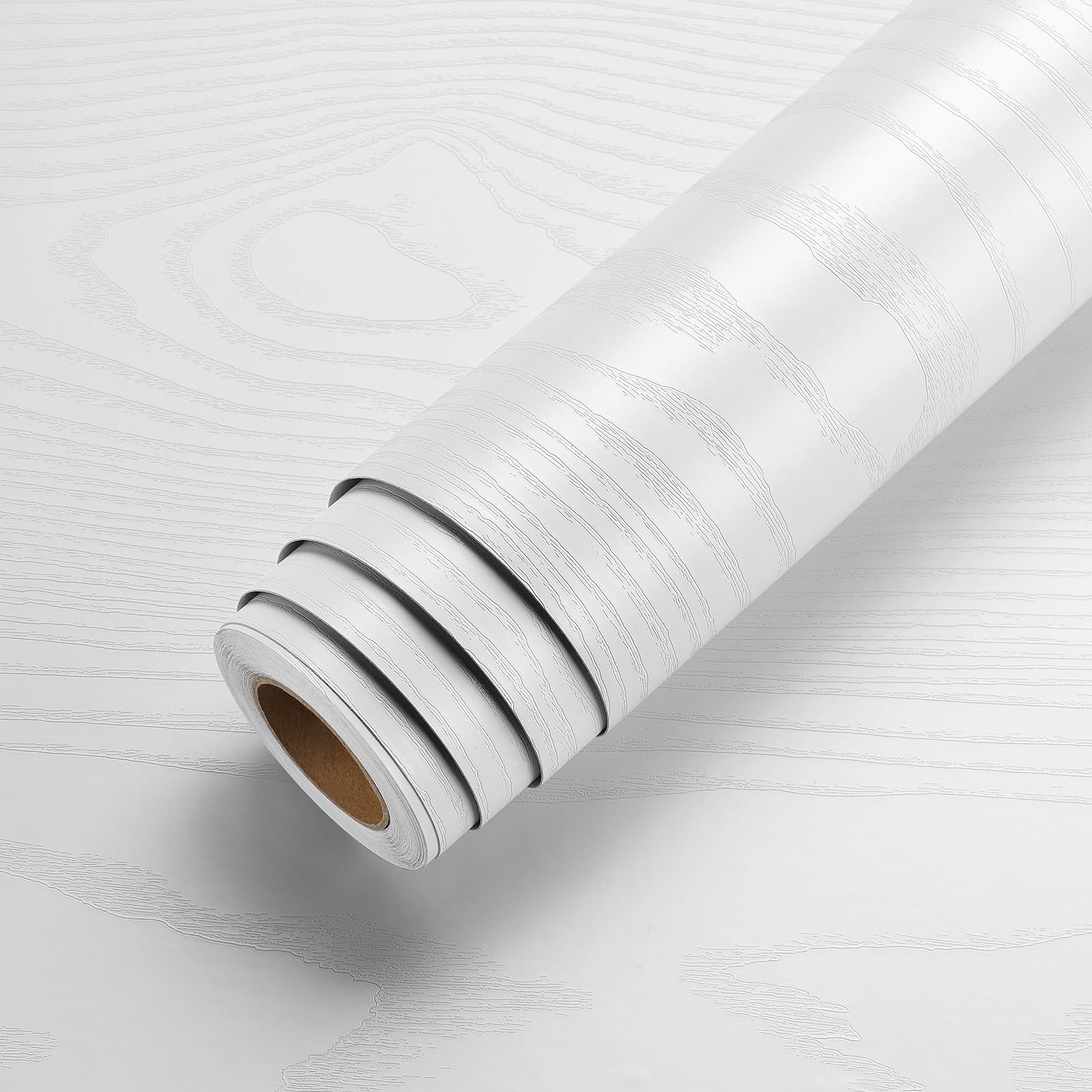 LACHEERY Thick White Wood Grain Contact Paper Waterproof Oak Wood Look Contac…