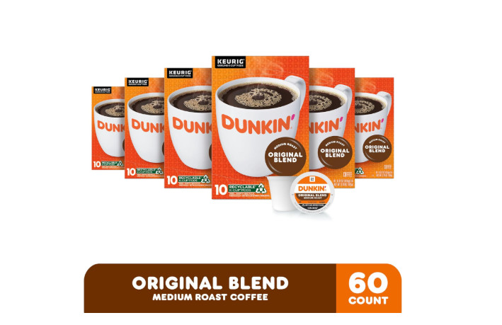 Dunkin’ Original Blend Medium Roast Coffee, 60 Keurig K-Cup Pods (PACK OF 6)