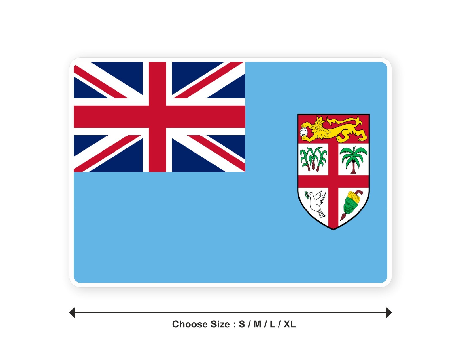Sticker flag FIJI Fijian 3,9′′(S) -11′′(XL) decal white border
