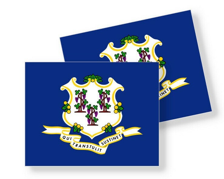 Connecticut State Flag – Set of 4 Vinyl Sticker / Adhesive Decals Various Sizes