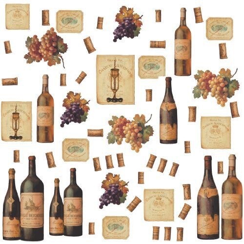 WINE TASTING Wall Decals Bottles Grapes Labels Stickers Kitchen Bar Den Decor