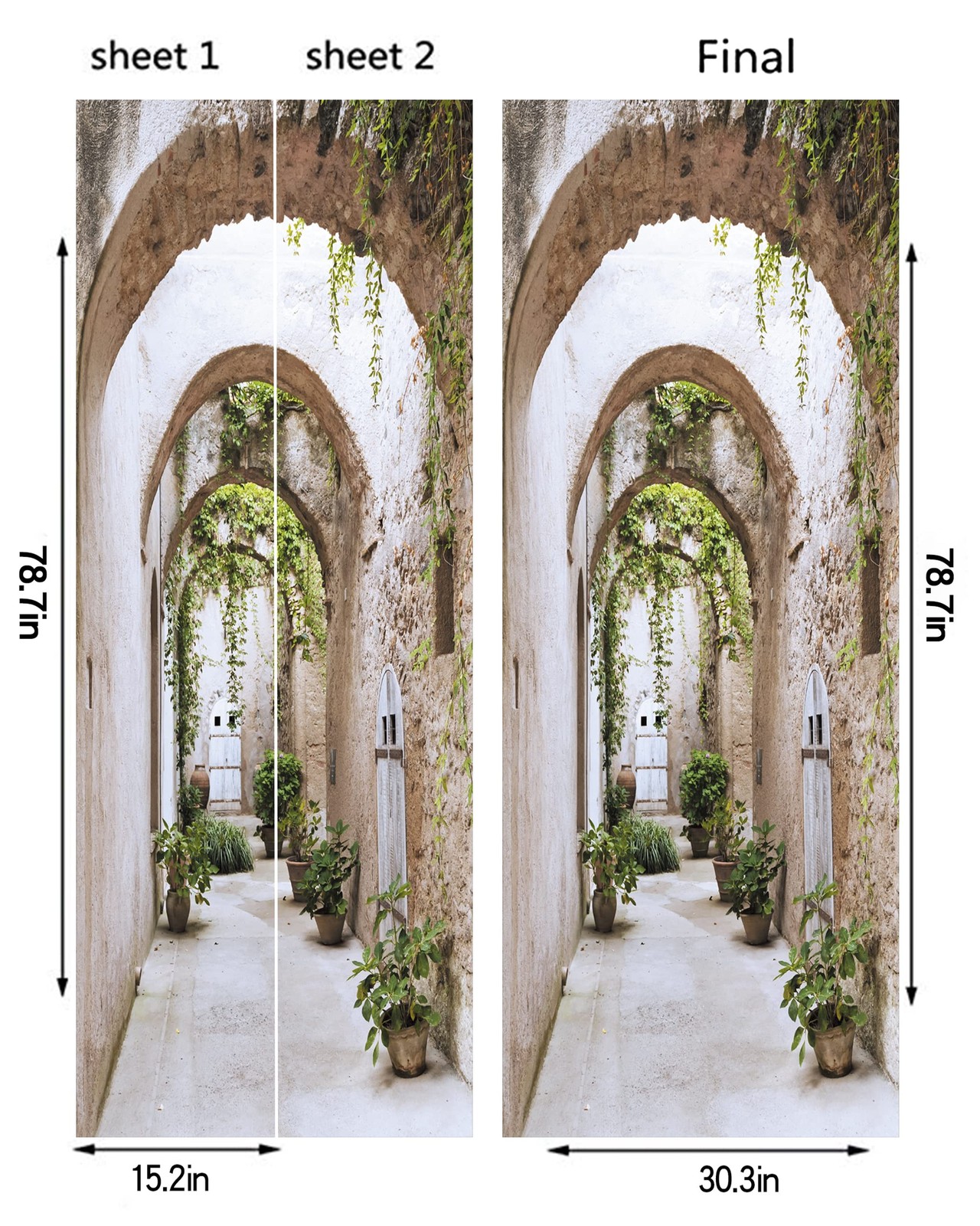 3D Door Mural – Arch-Shaped Corridor Peel & Stick Door Wallpaper, Removable -…
