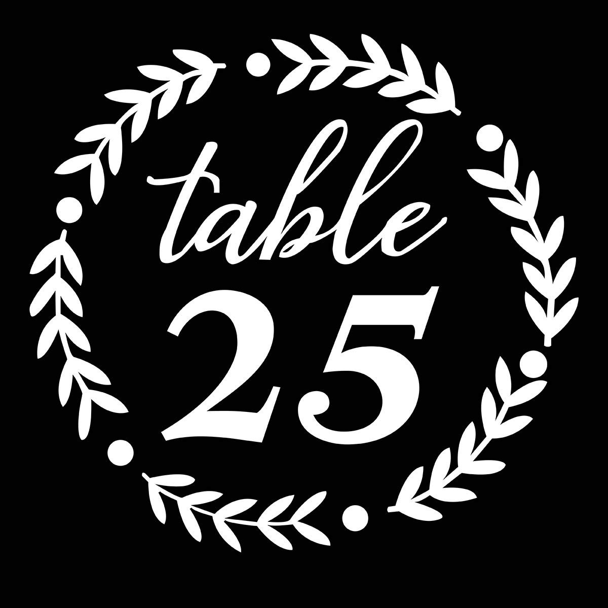 Wedding Table Number 1-24 Decal Sticker no Framed Laurel Wreath Decal Recepti…