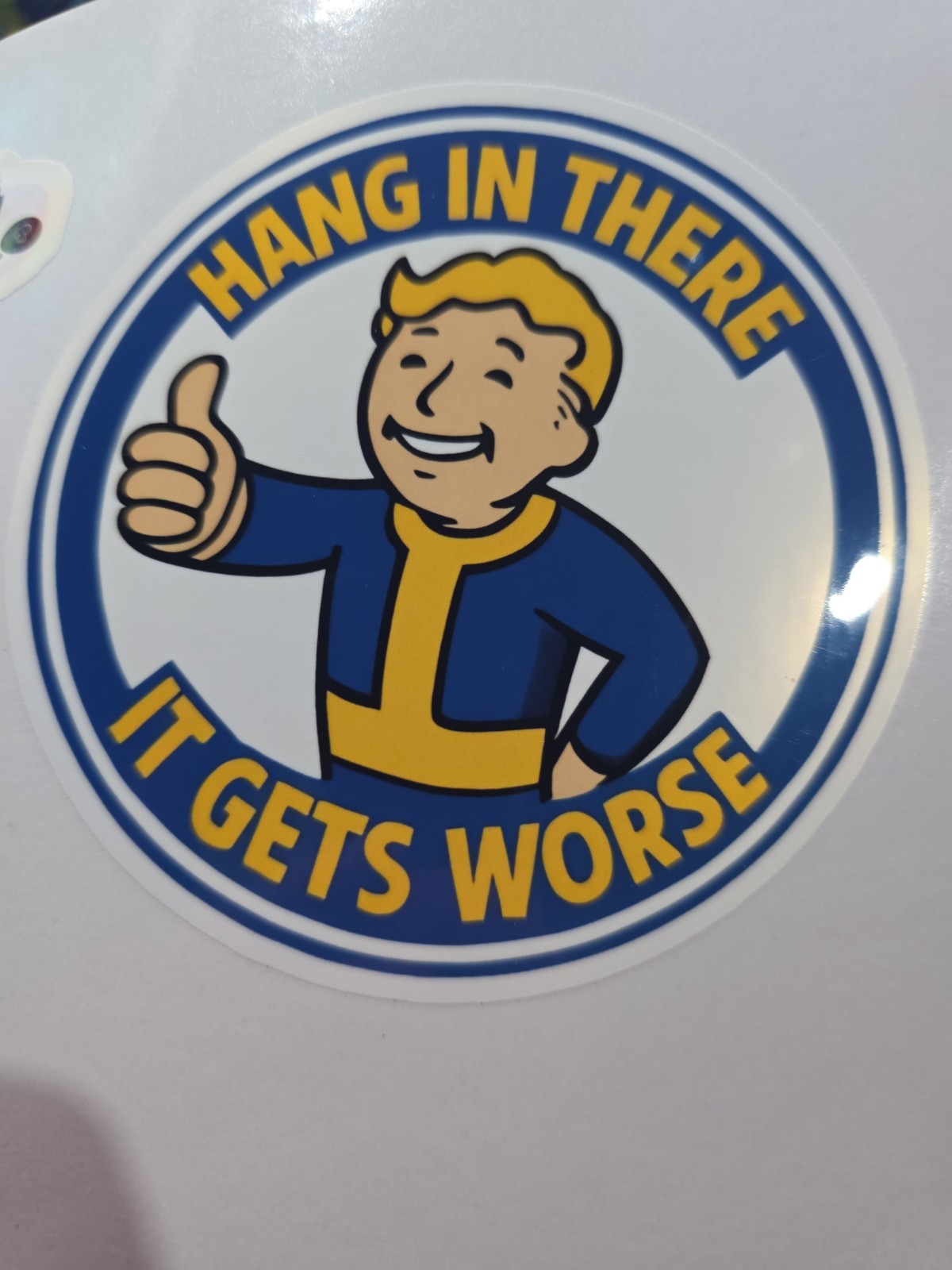 Fallout Vault Boy 4″x4″ Dont Worry Sticker High Gloss Vinyl Decal Print