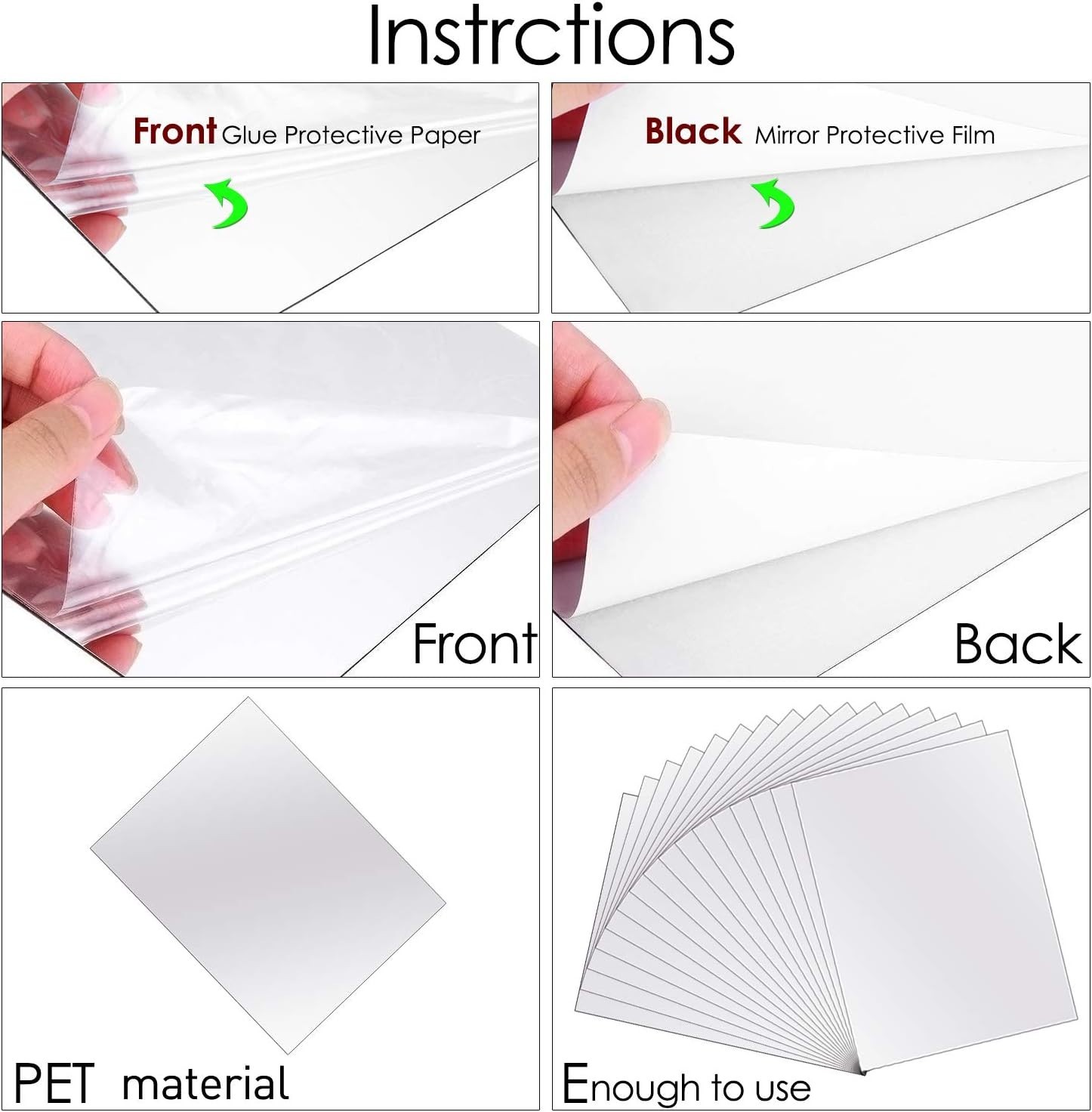 Versatile 20 Pcs 4”x 6” Frameless Stick-On Mirror Sheets for Home & Classroom