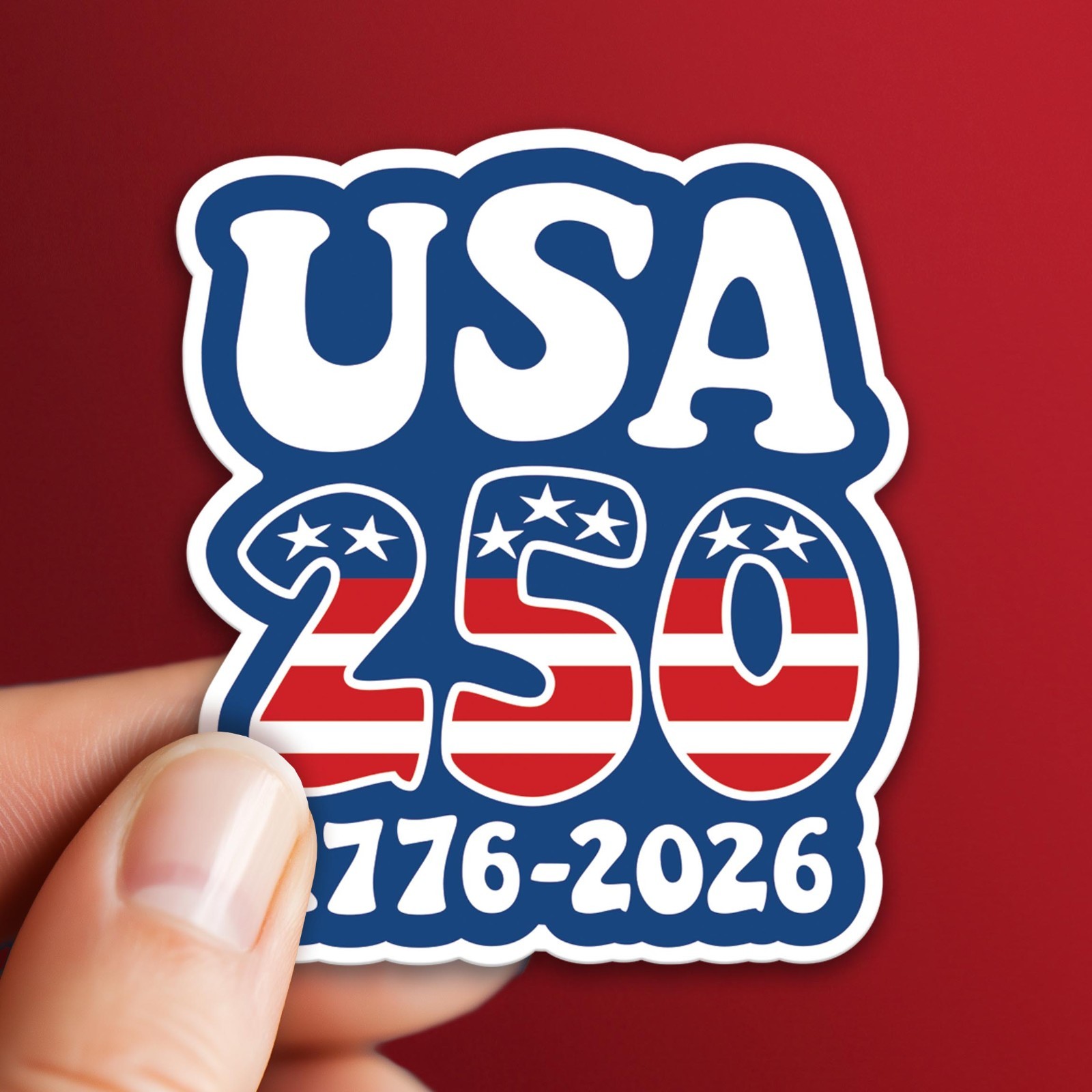 10 PACK Die Cut Stickers – Groovy America, Semiquincentennial, 250 Freedom USA
