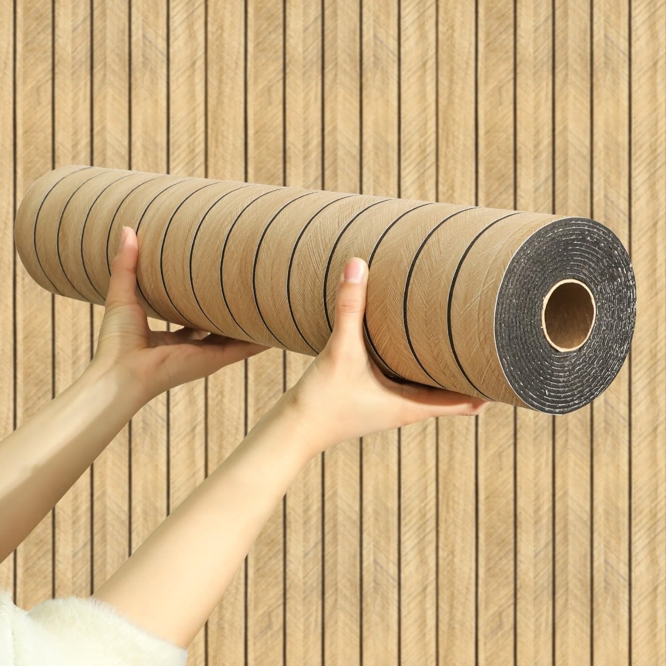 Wood Grain Slat 3D Wall Panel -15.75″x118″Soundproof Self-Adhesive Wall Stick…