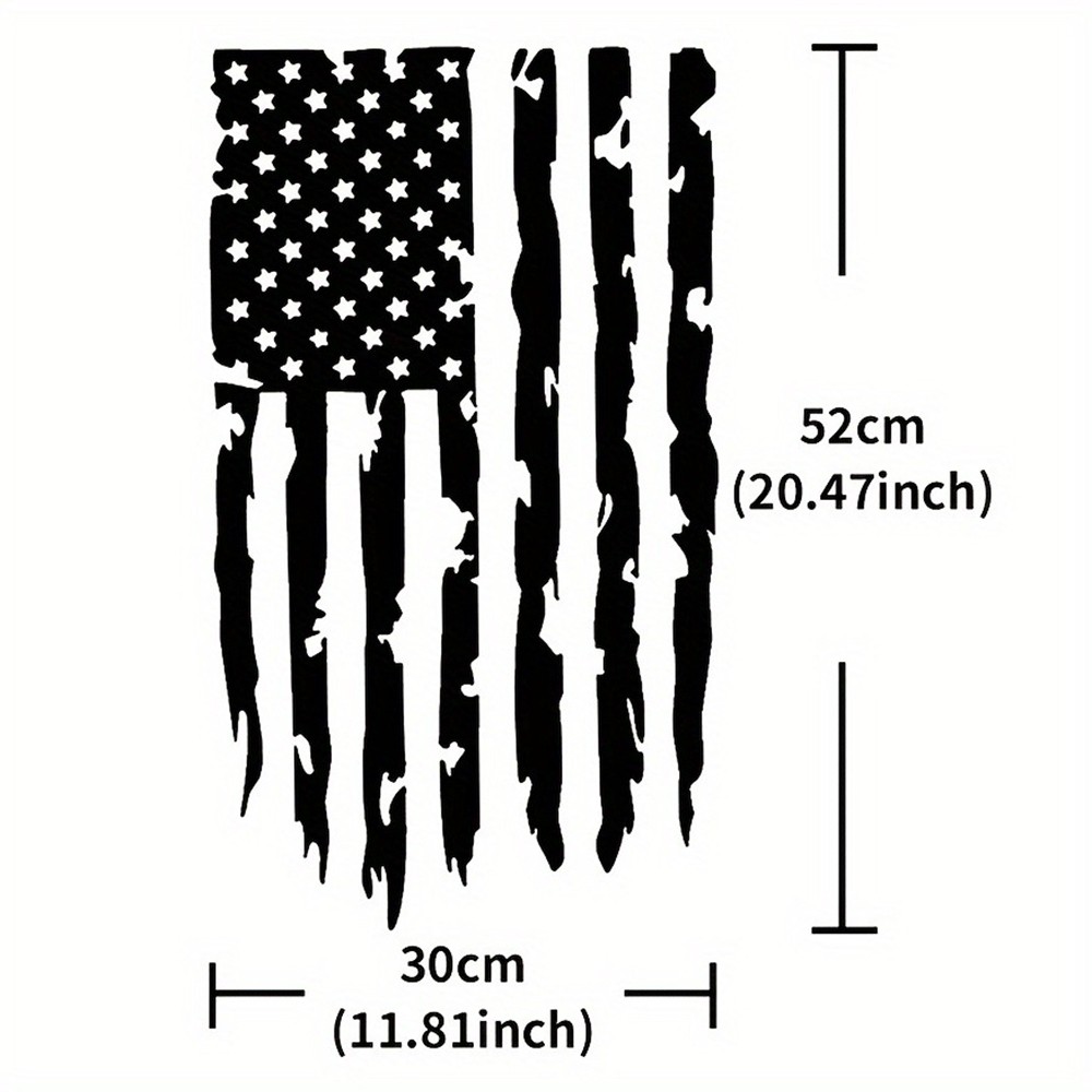 1 PCS Distressed Flag, 20 Inches Tailgate Vinyl Decal Compatible With Most Black