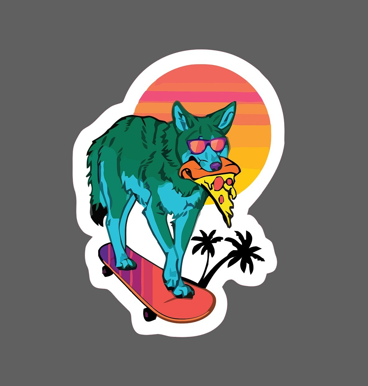 Coyote Skateboarding Sticker Pizza Waterproof-Buy Any 4 For $1.75 Each Storewide