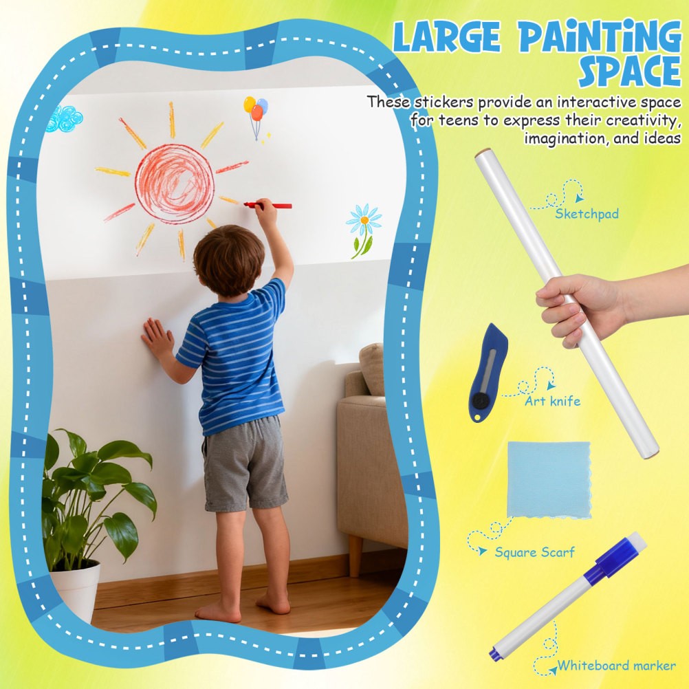 White Board Stick on Wall Large Dry Erase Whiteboard Paper Stickers