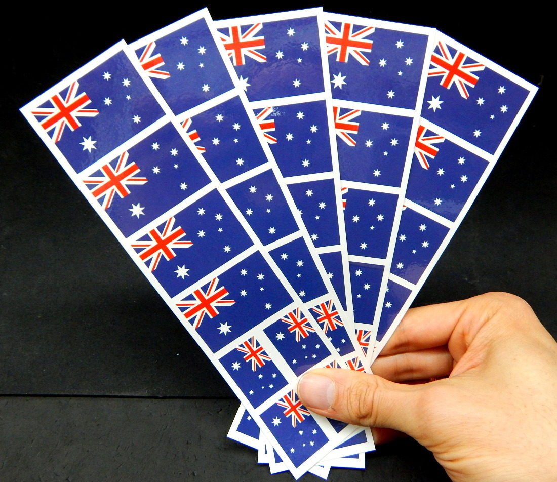 40 Removable Stickers: Australia Flag, Australian Party Favors, Decals