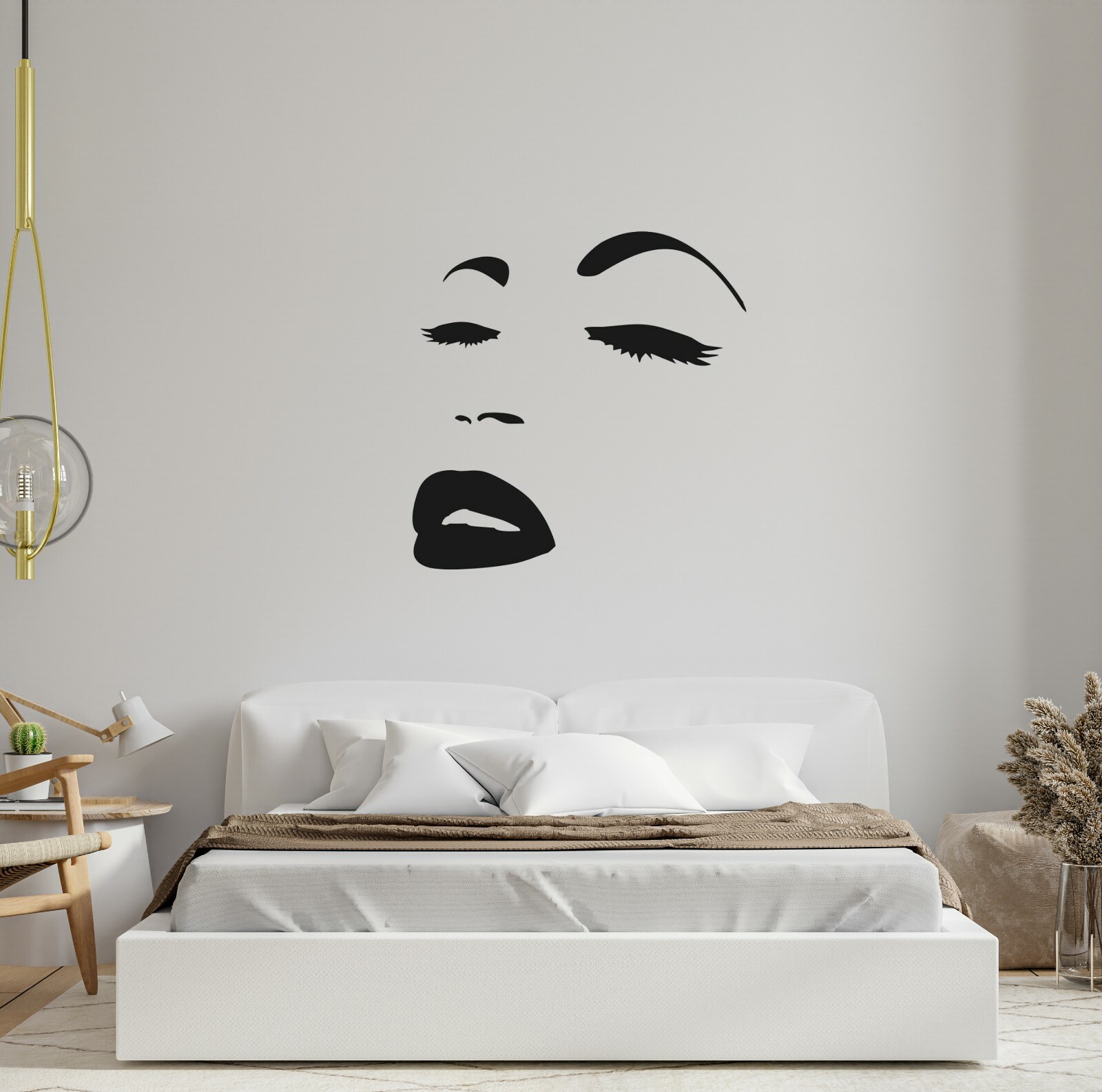 Beautiful Face Decal Salon Décor Beautiful Girl Removable Sticker Bedroom Décor