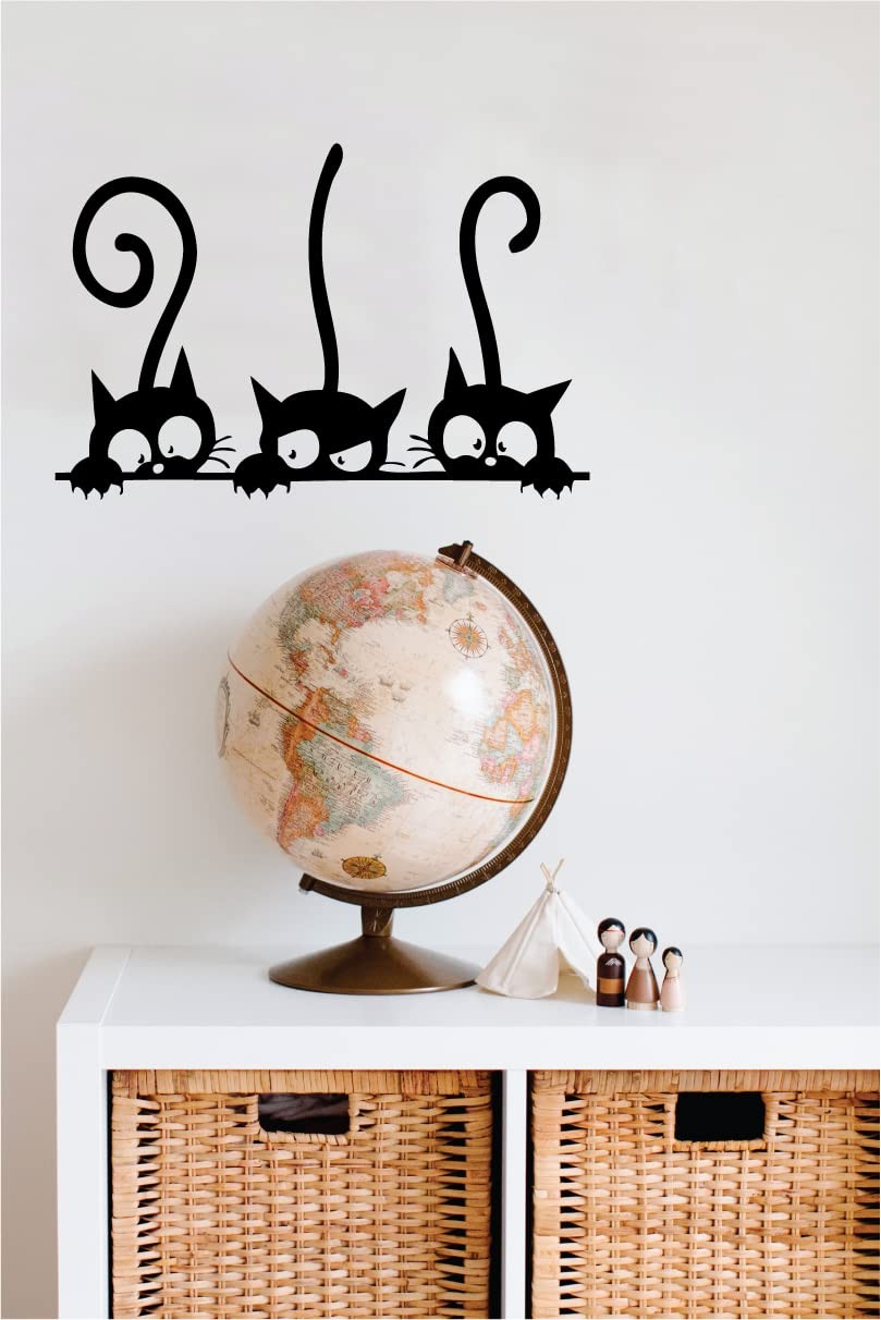 Wall PVC Wall Sticker Decal Quote Art Vinyl Cat Pattern 8”×12′ Black