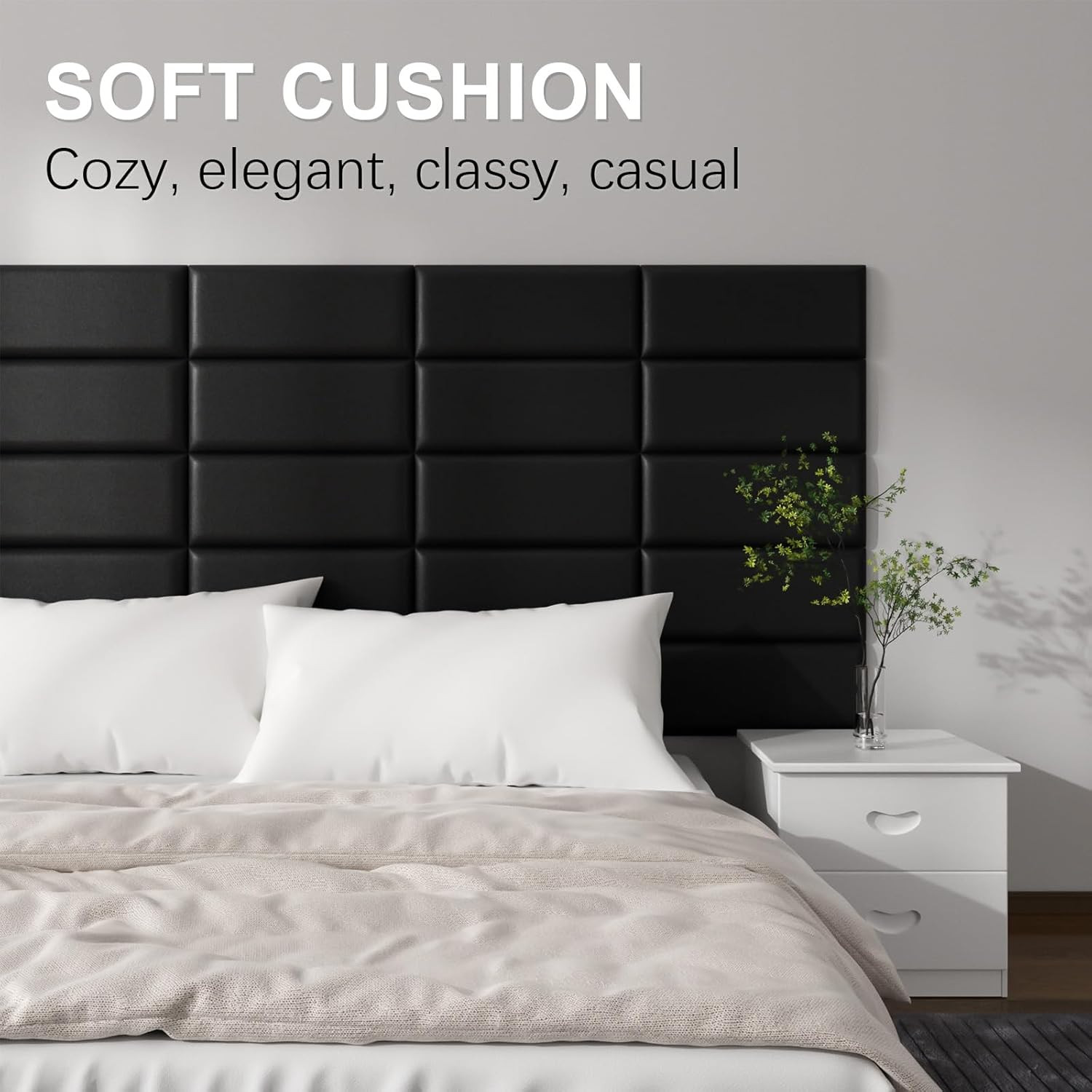 Stylish Twin Headboards – Self-Adhesive 3D Upholstered Wall Panels (6 Pack)