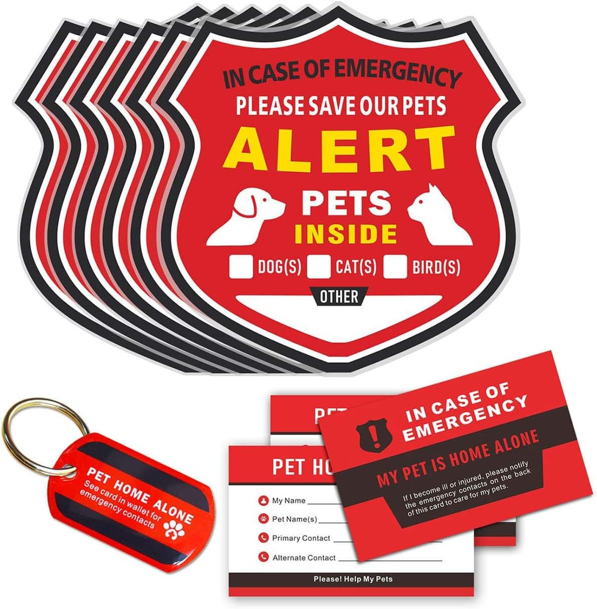 Pet Alert Stickers – in Case of Emergency Pets Rescue Stickers Static Cling Wind